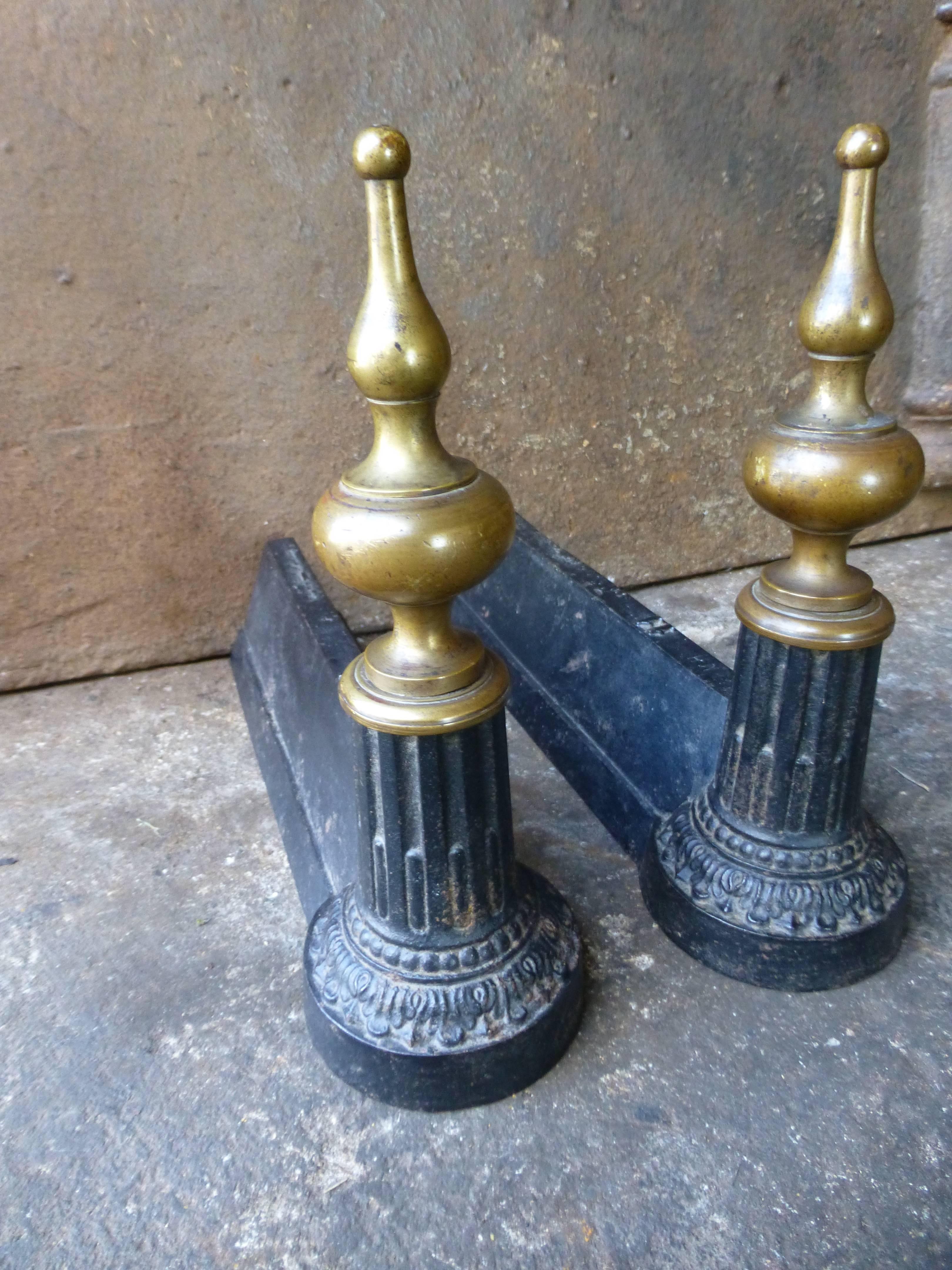 Cast 19th Century French Andirons or Firedogs Pillars