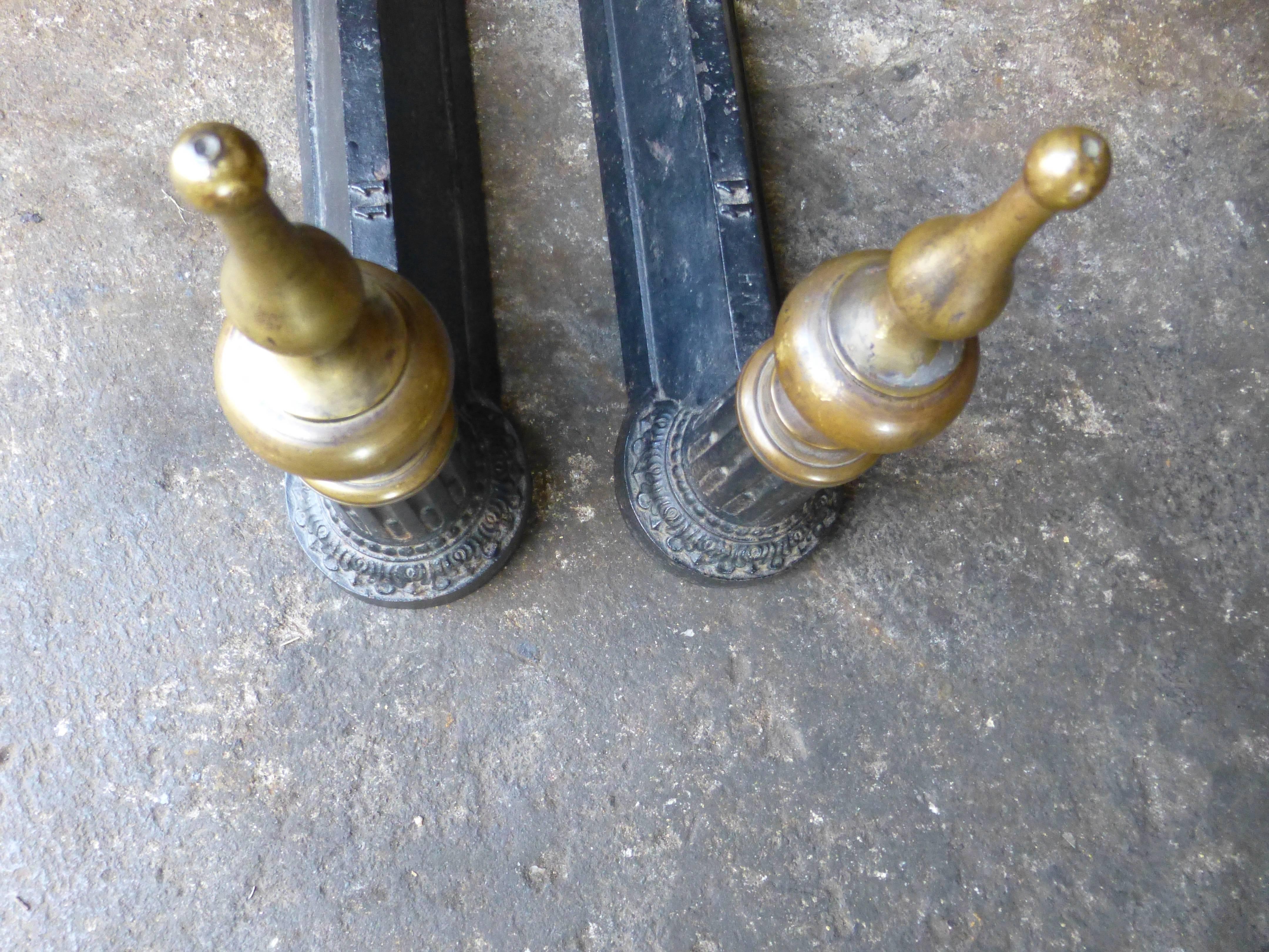 19th Century French Andirons or Firedogs Pillars In Good Condition In Amerongen, NL
