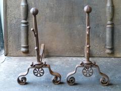 18th Century French Louis XV Andirons, Firedogs
