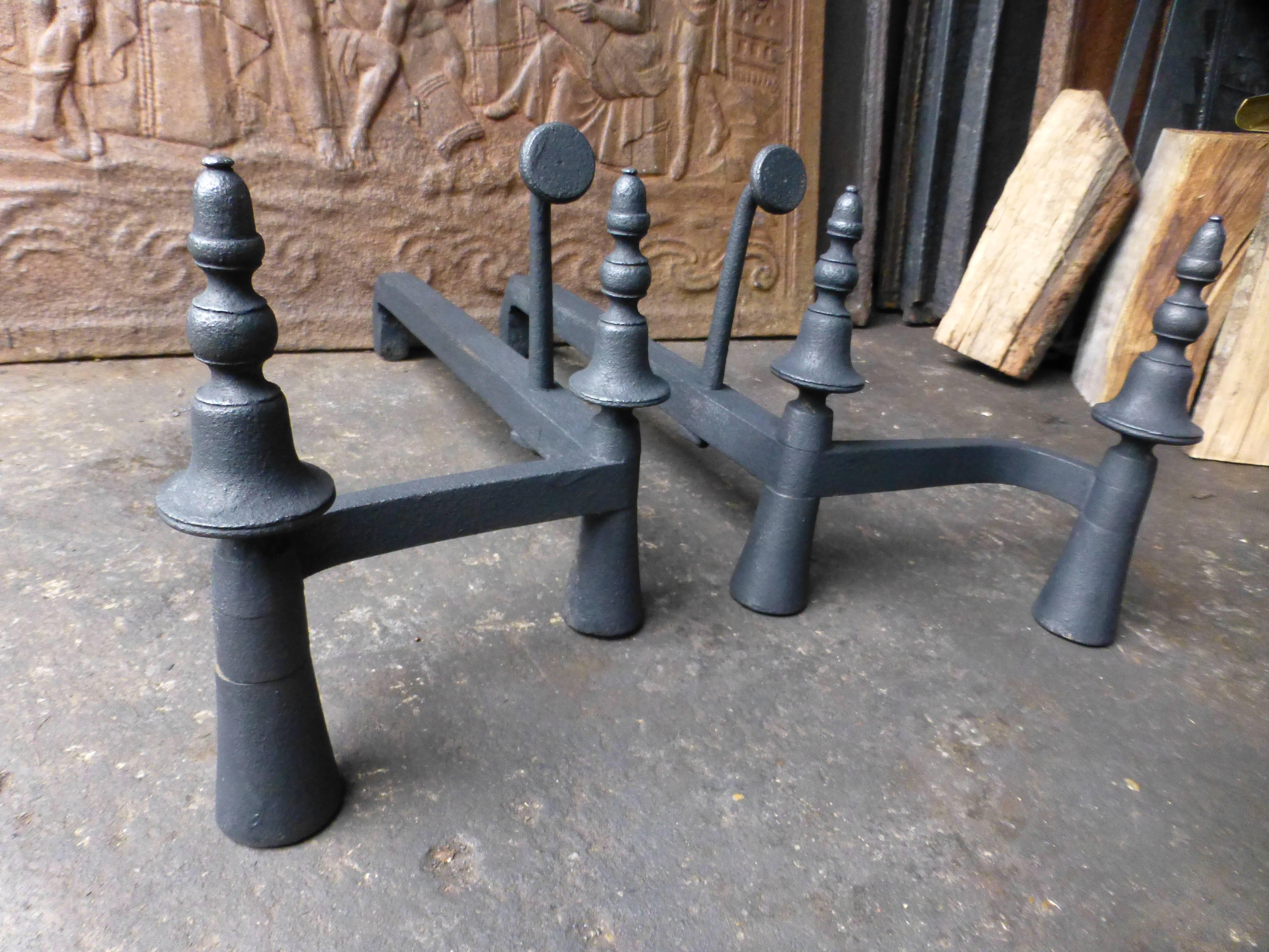 French Wrought Iron Firedogs, Andirons In Good Condition In Amerongen, NL