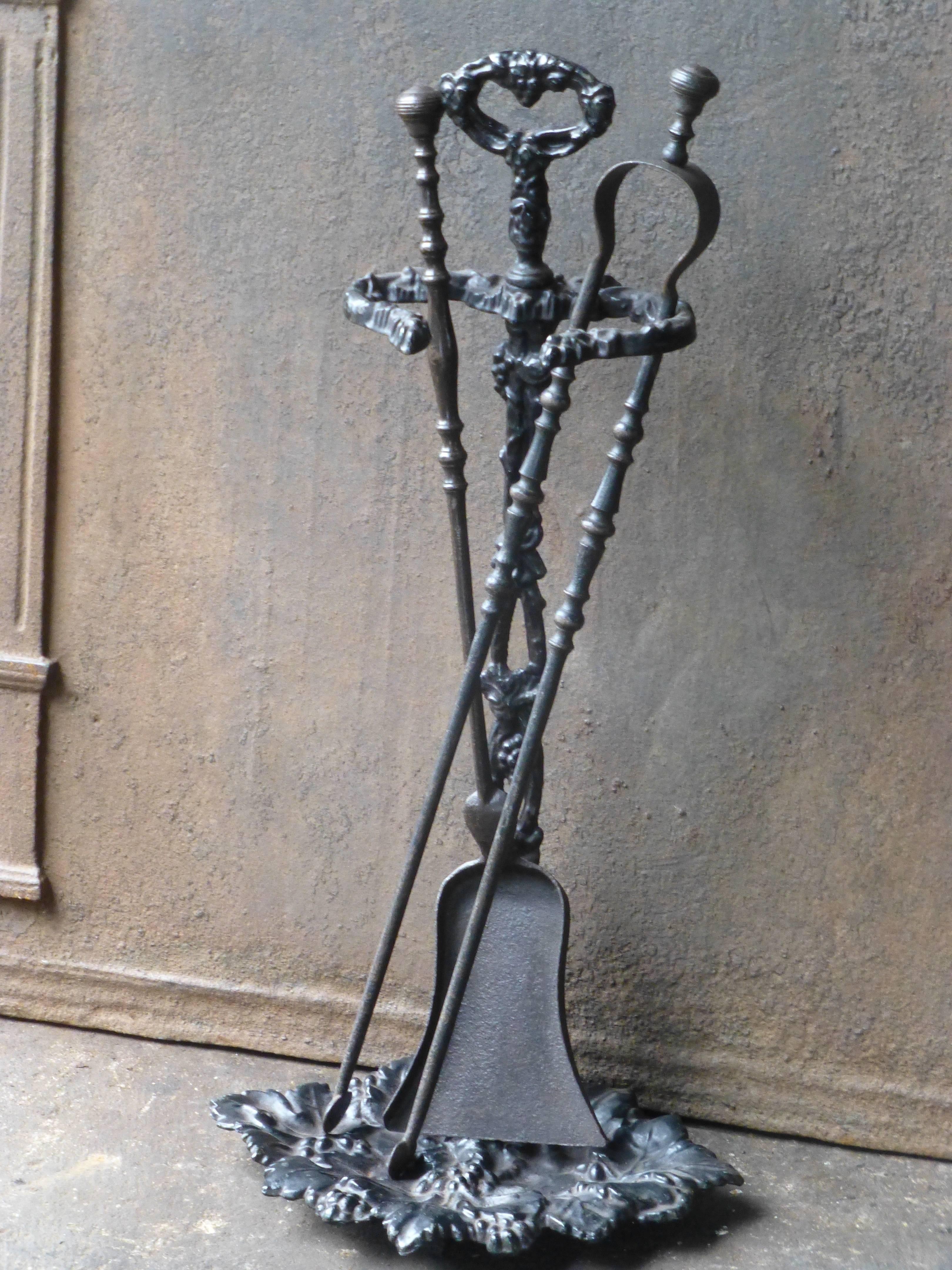 Cast 19th Century French Fireplace Tools or Companion Set