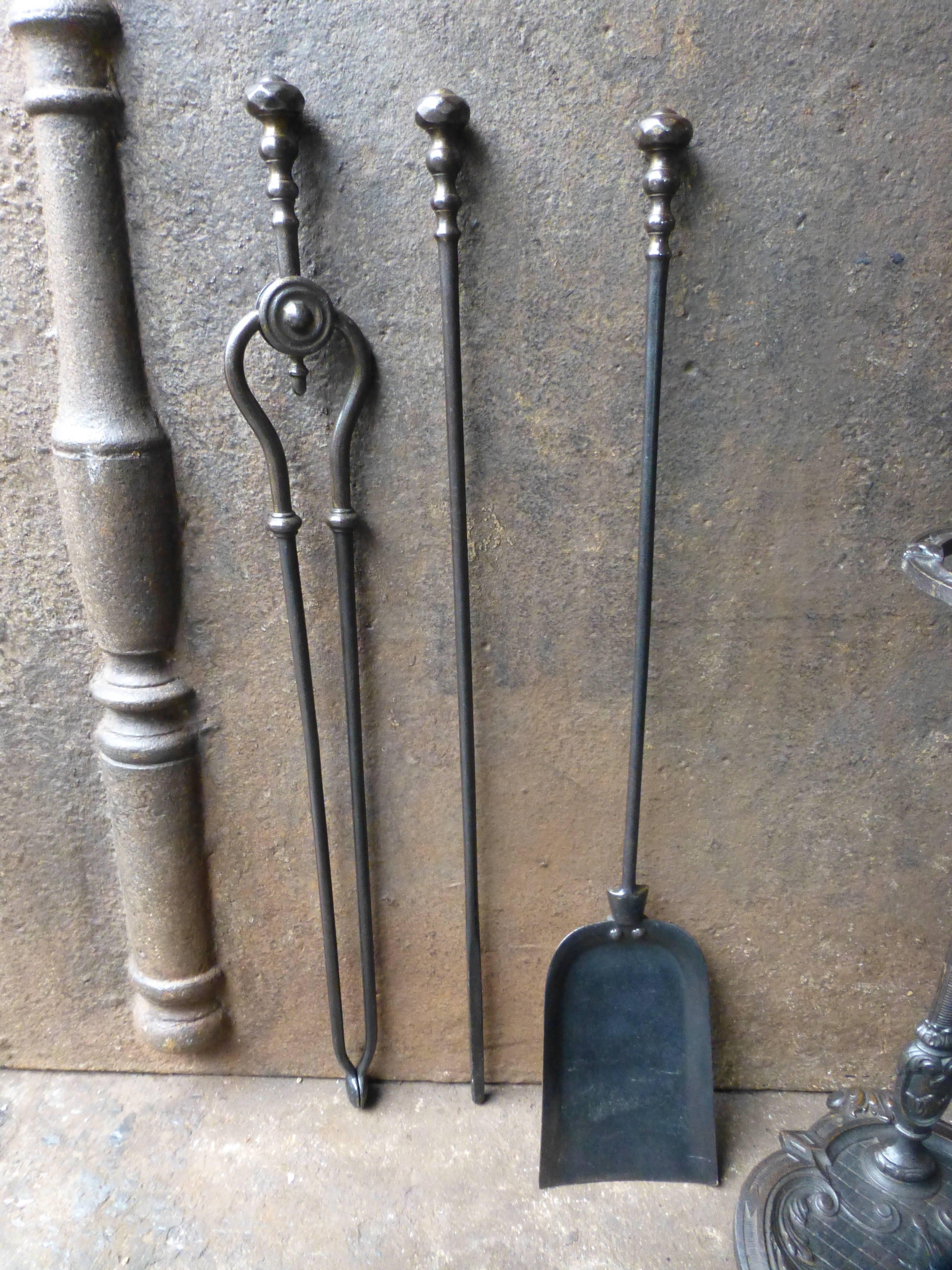 Cast 19th Century English Fireplace Tools or Companion Set