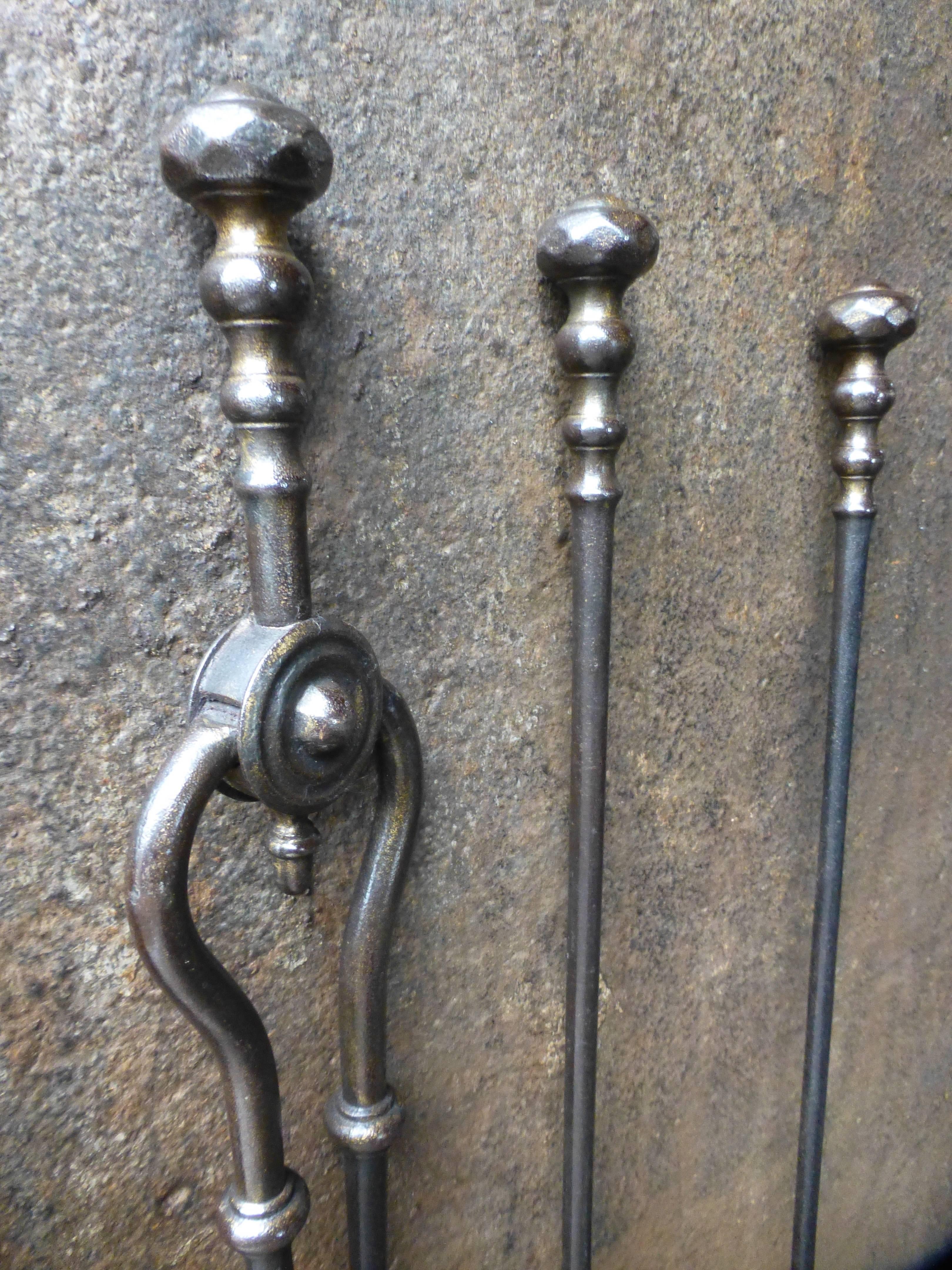Iron 19th Century English Fireplace Tools or Companion Set