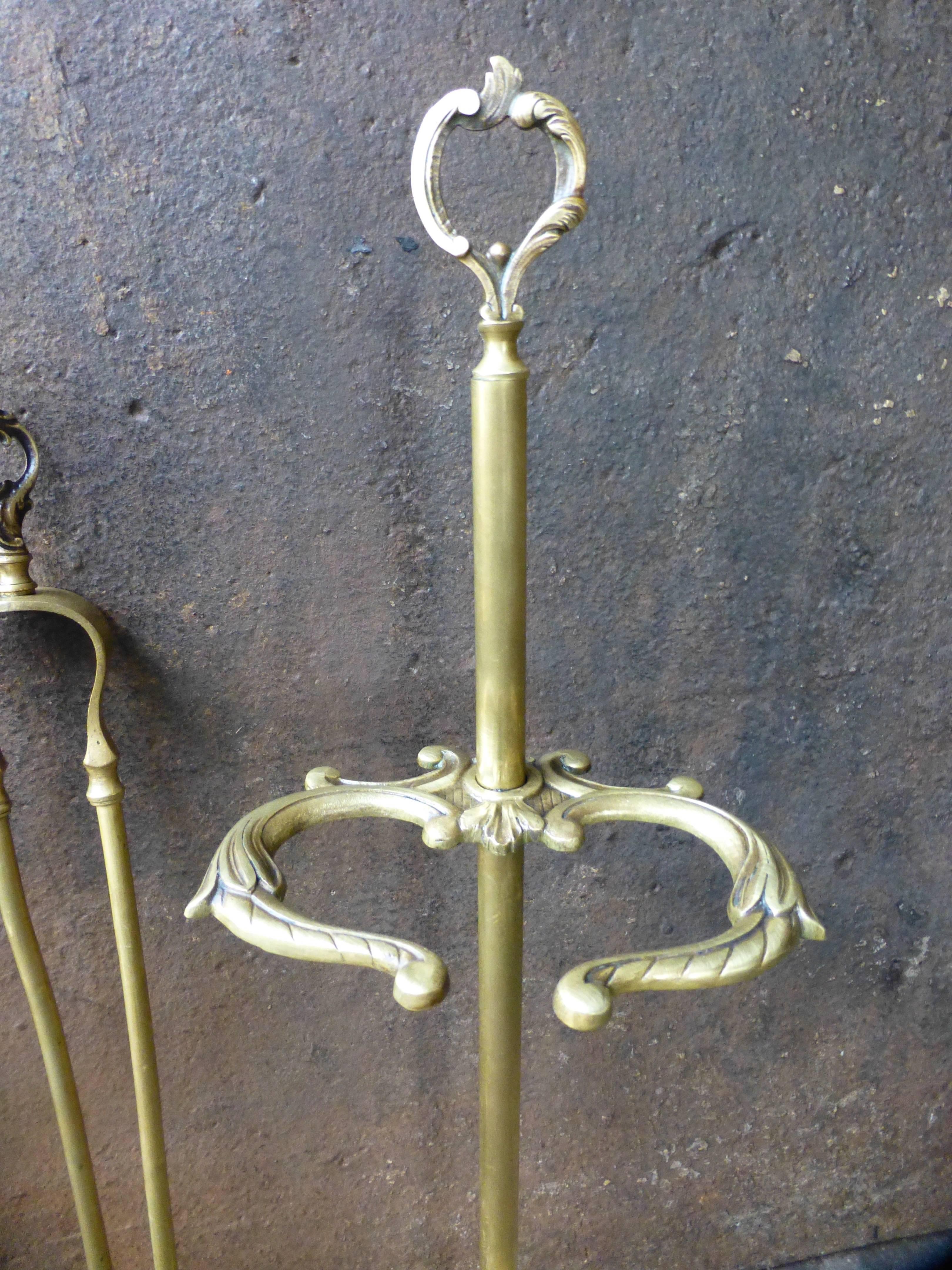 French Brass Fireplace Tools, Companion Set 2