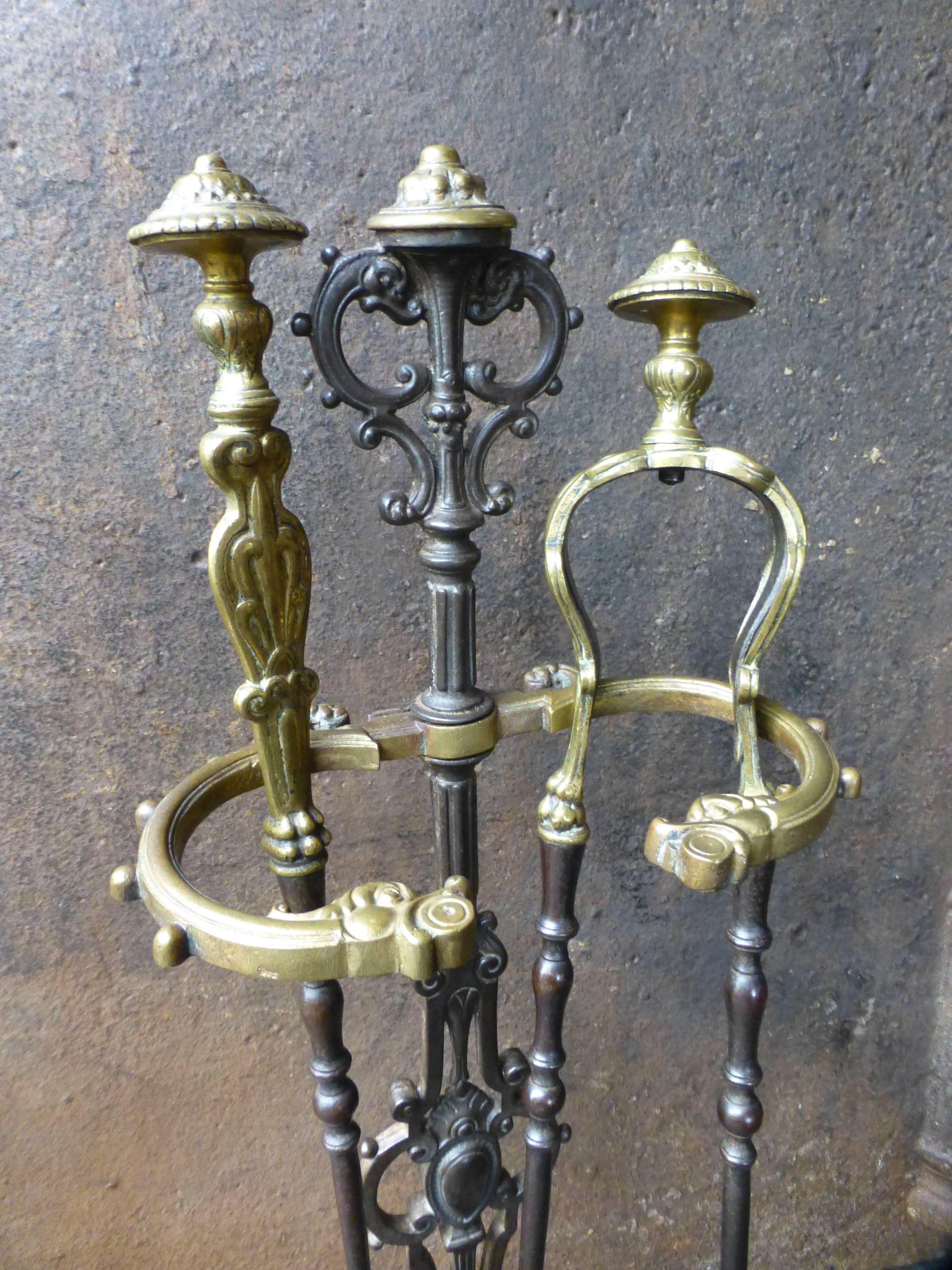 19th Century French Fireplace Tools, Companion Set In Good Condition In Amerongen, NL