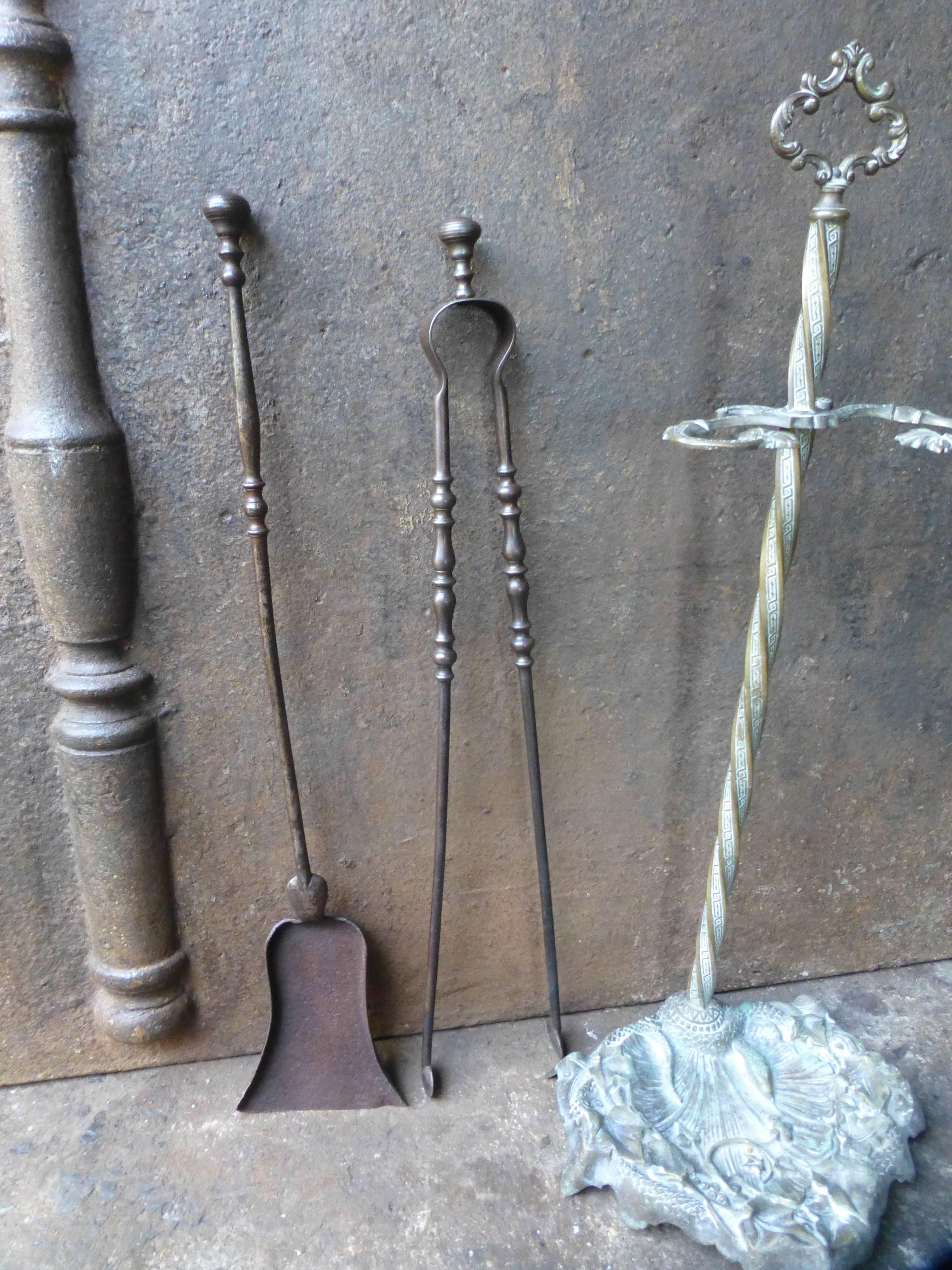 19th Century French Fireplace Tool Set, Companion Set In Good Condition In Amerongen, NL
