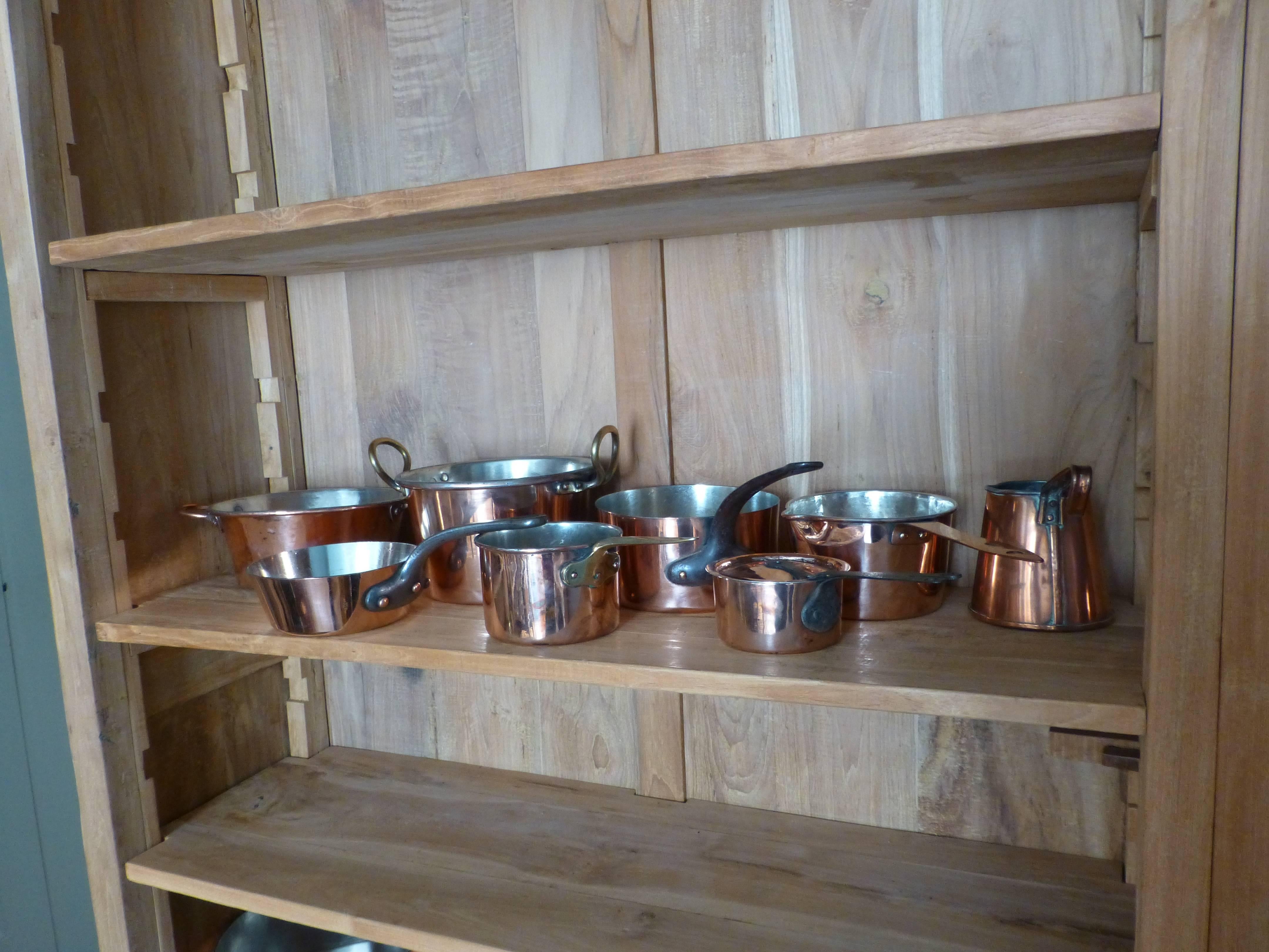 Small Batterie De La Cuisine of Re-Tinned Copper Pans and Pots 1