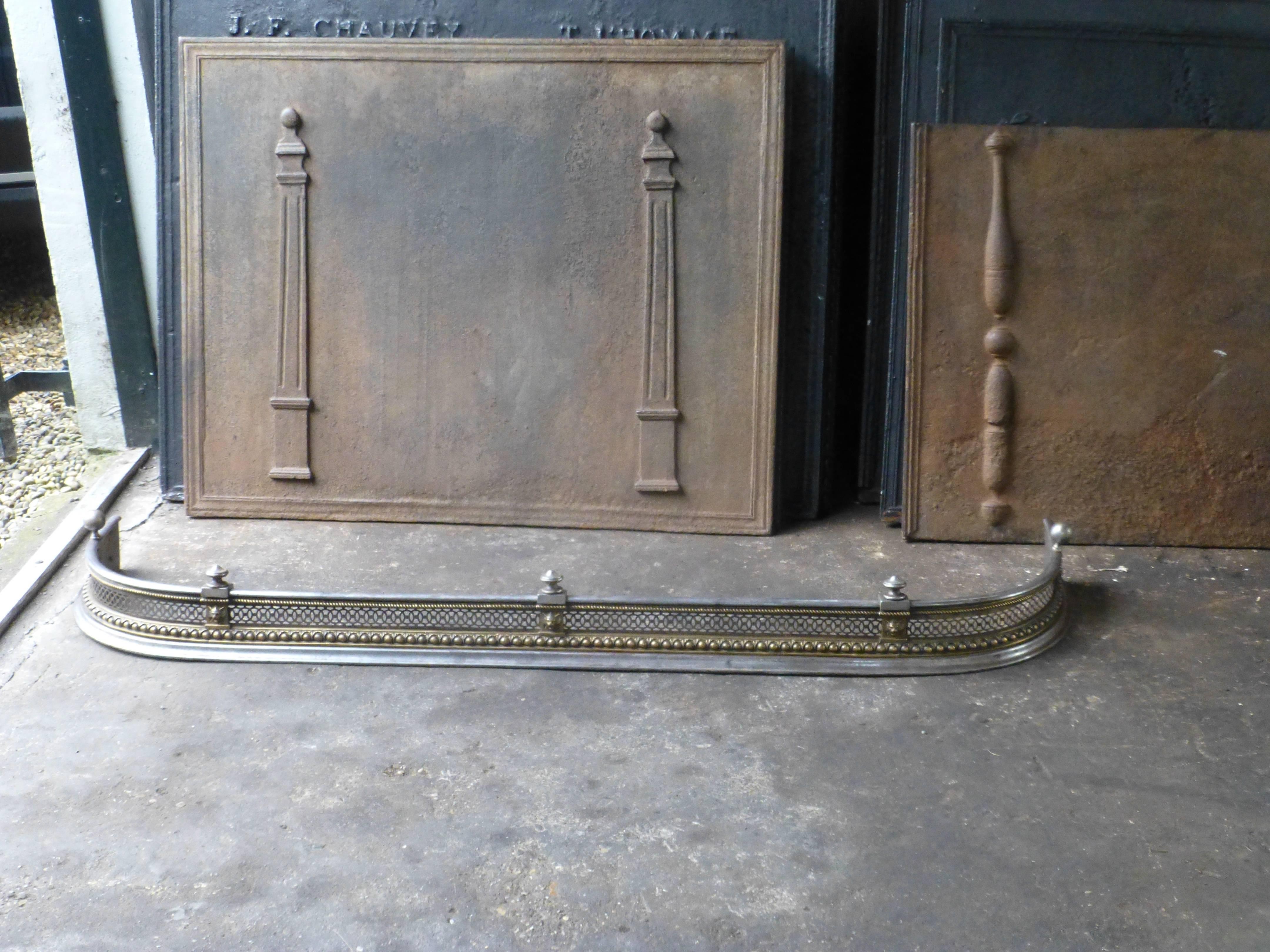 Polished 19th Century English Fireplace Fender, Fire Fender