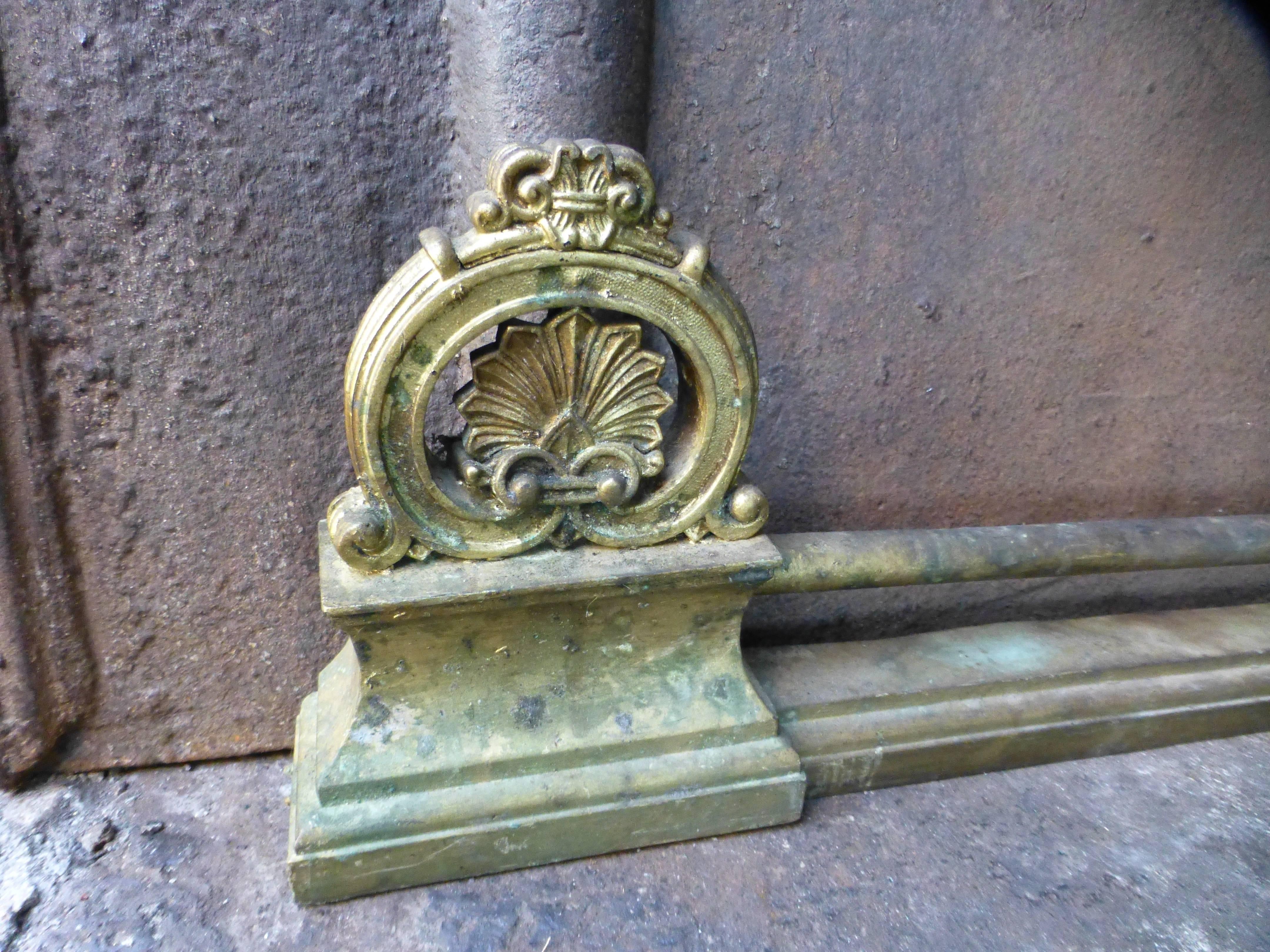 19th century French fireplace fender, fireplace screen made of brass.