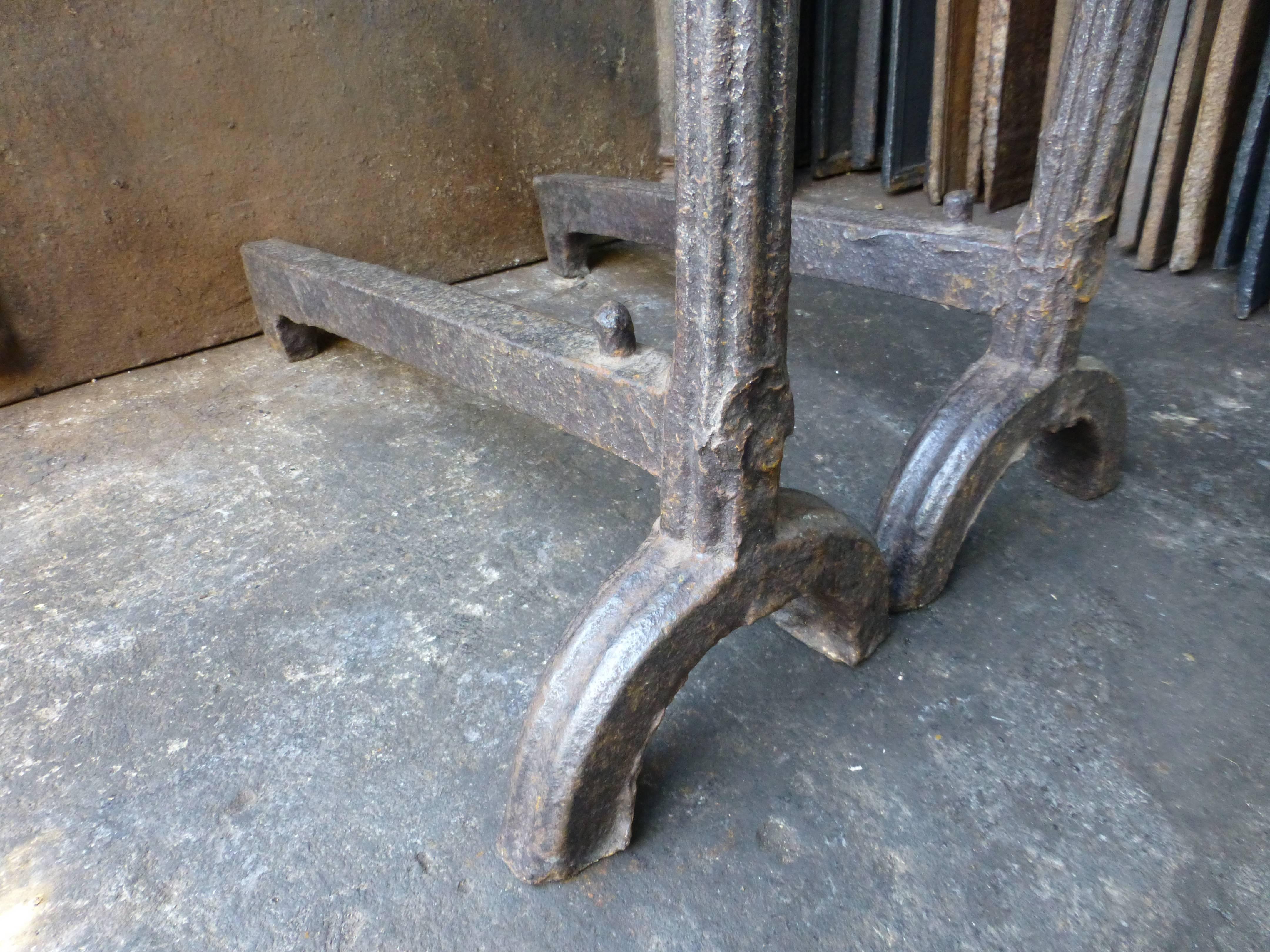 Iron Large 17th Century French Andirons, Cupdogs For Sale