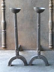 Large 17th Century French Andirons, Cupdogs