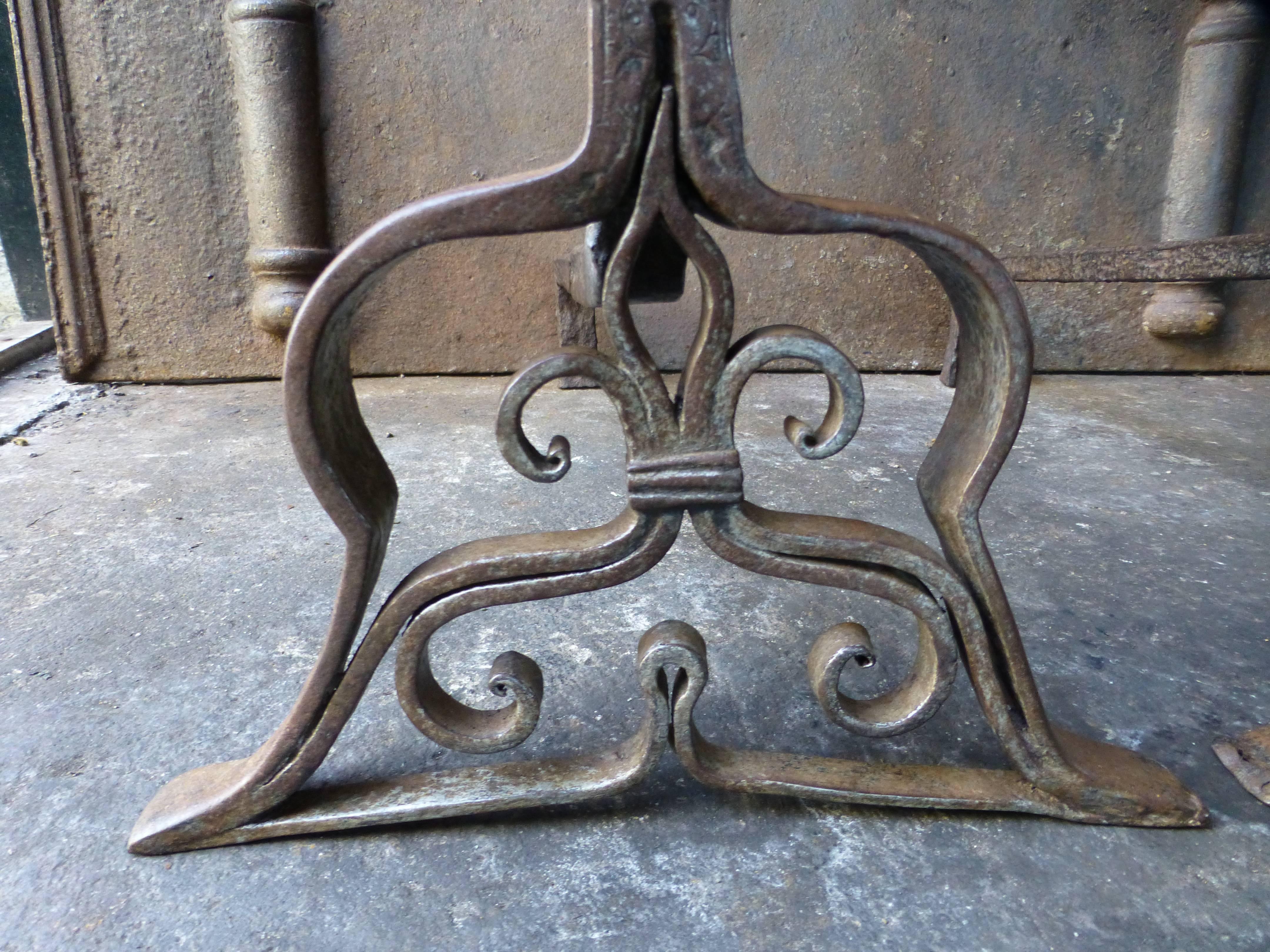19th Century Large French Andirons, Firedogs For Sale 1