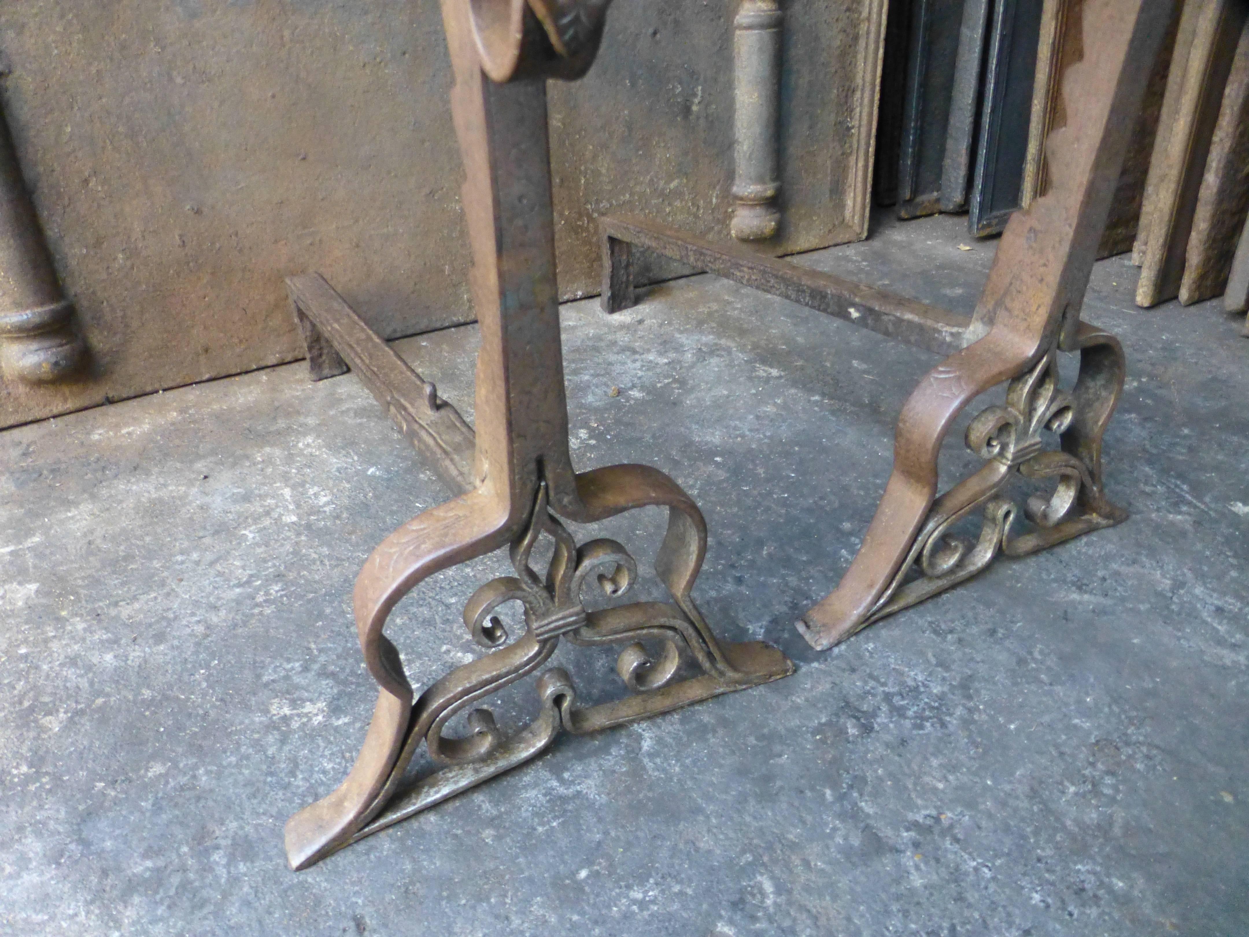 19th Century Large French Andirons, Firedogs For Sale 3