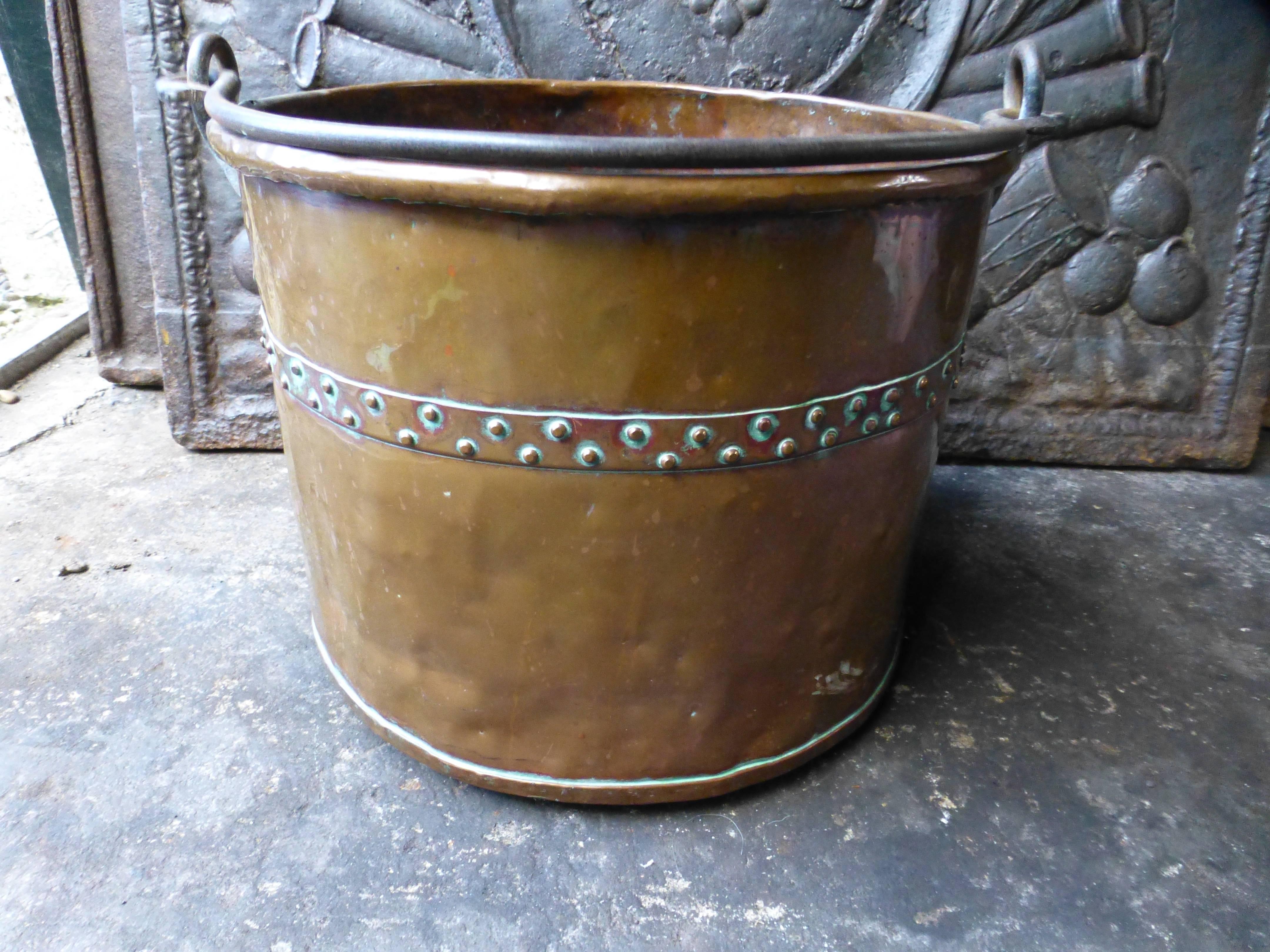 Copper 19th Century French Log Basket, Log Holder