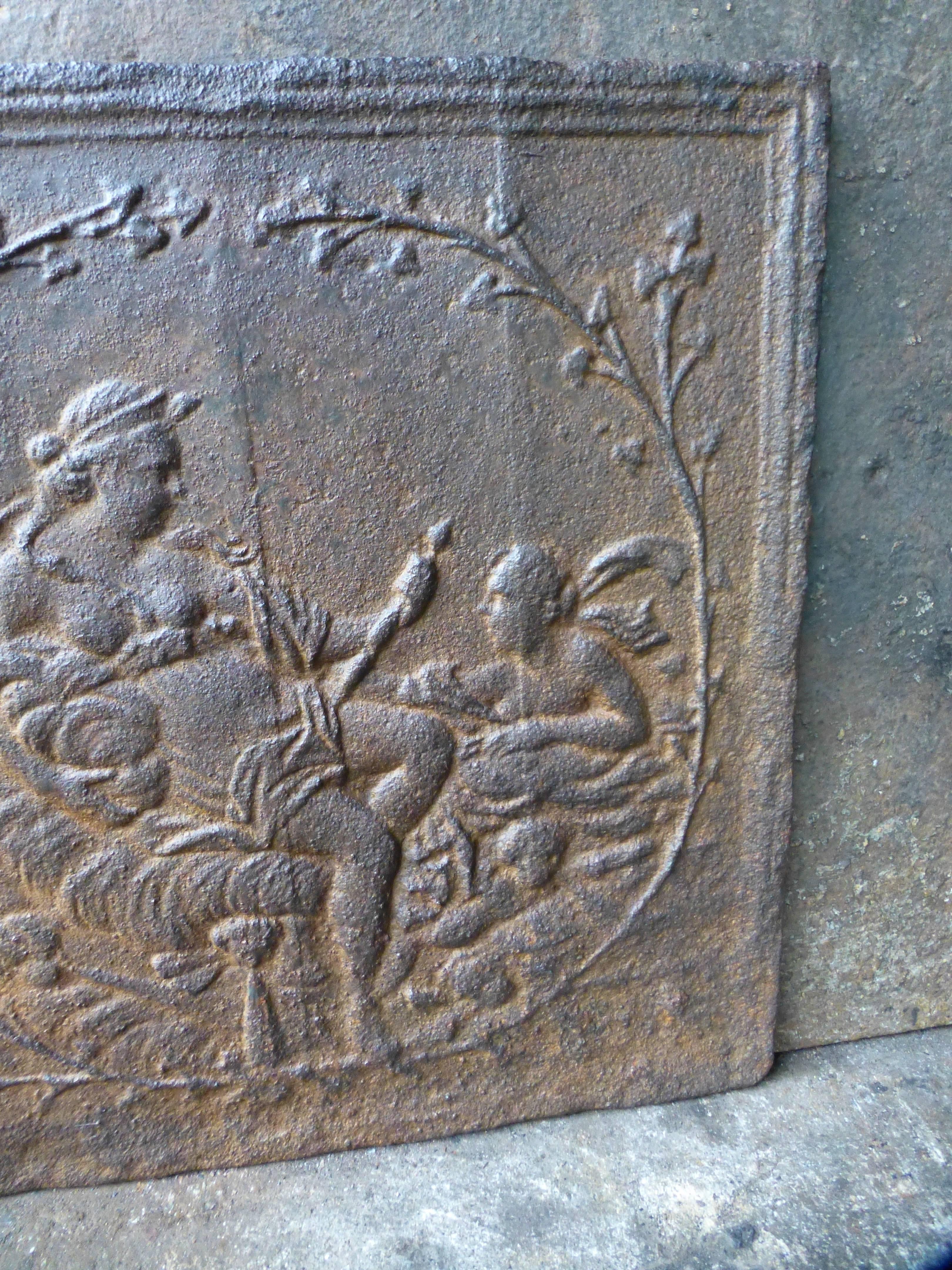 French Hercules Spinning at Omphale's Feet Fireback