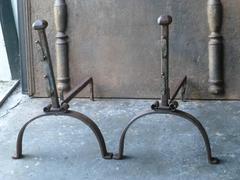 19th Century French Napoleon III Andirons, Firedogs
