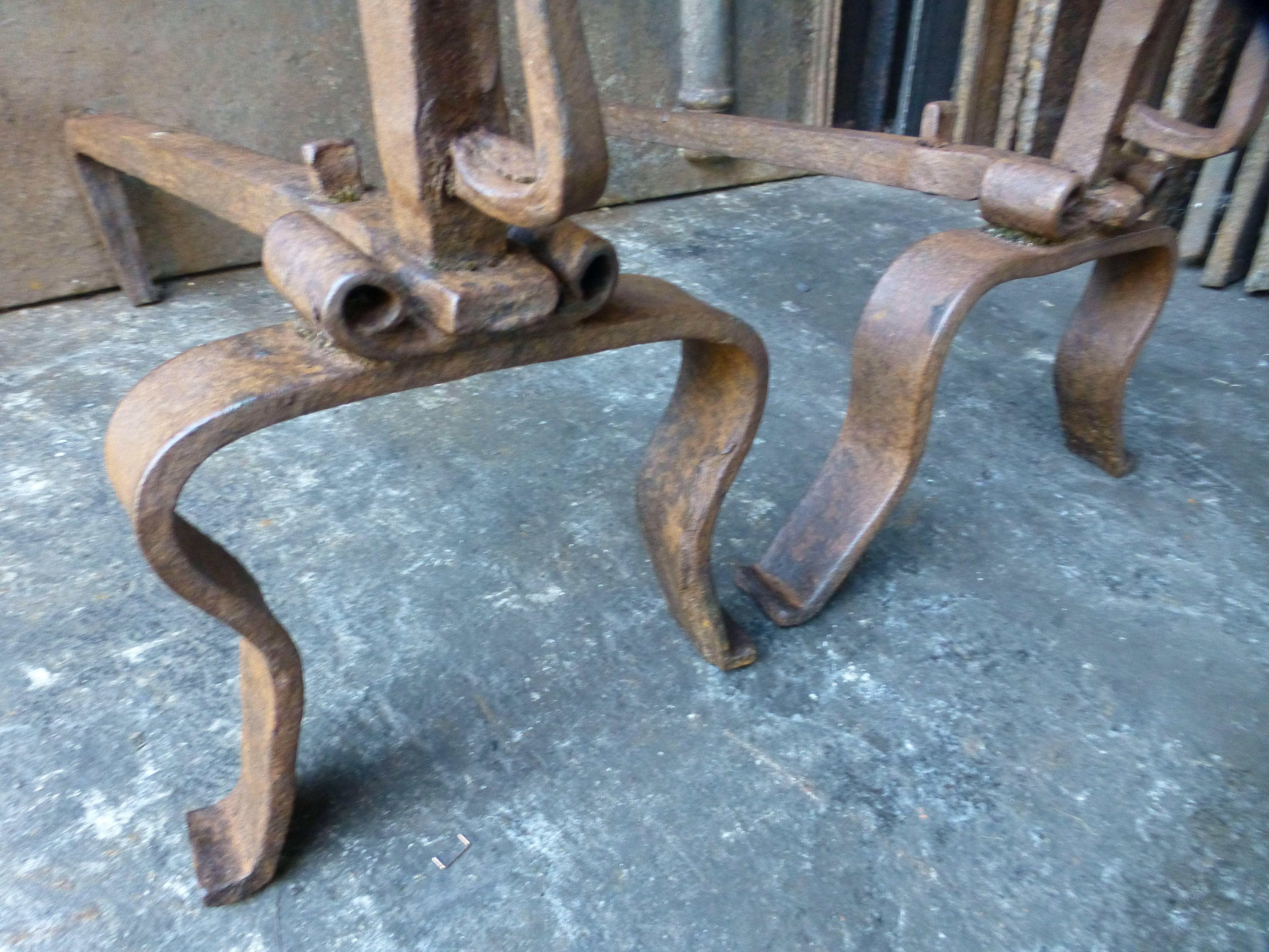 French Louis XV Firedogs, Andirons, 18th Century In Good Condition For Sale In Amerongen, NL