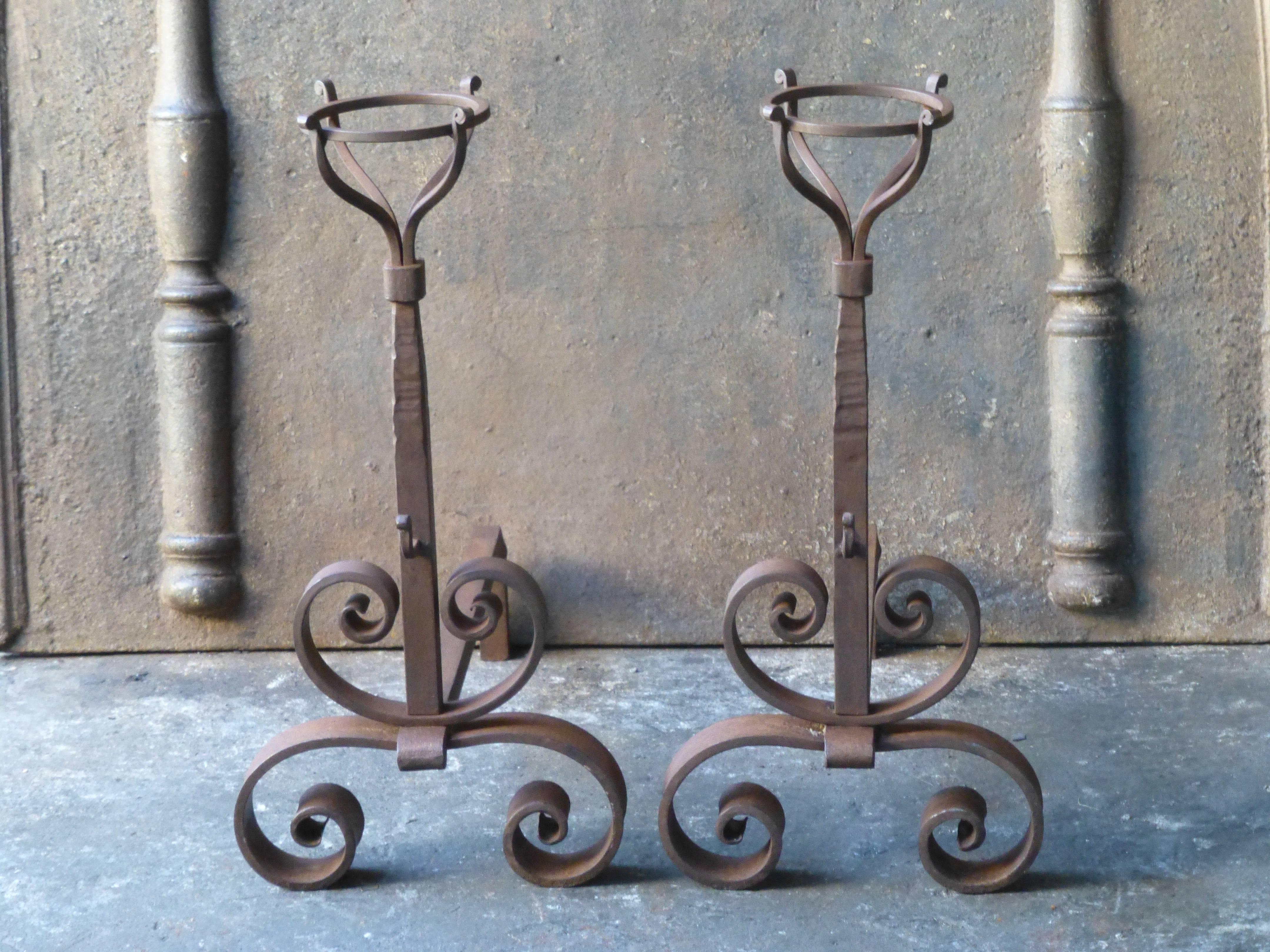 French cupdogs made of wrought iron. 20th century. The condition is good.