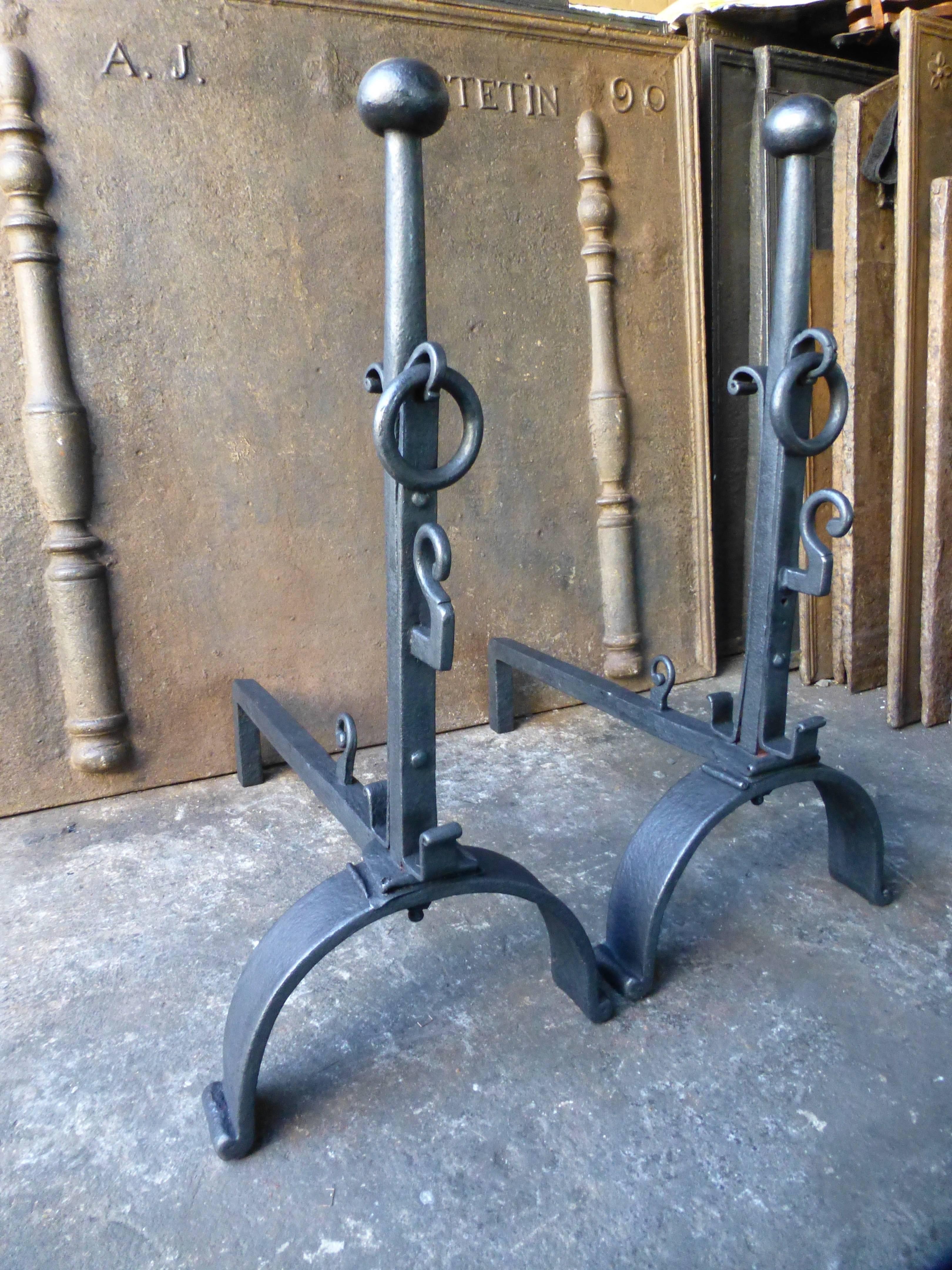 French 19th Century Gothic Firedogs, Andirons