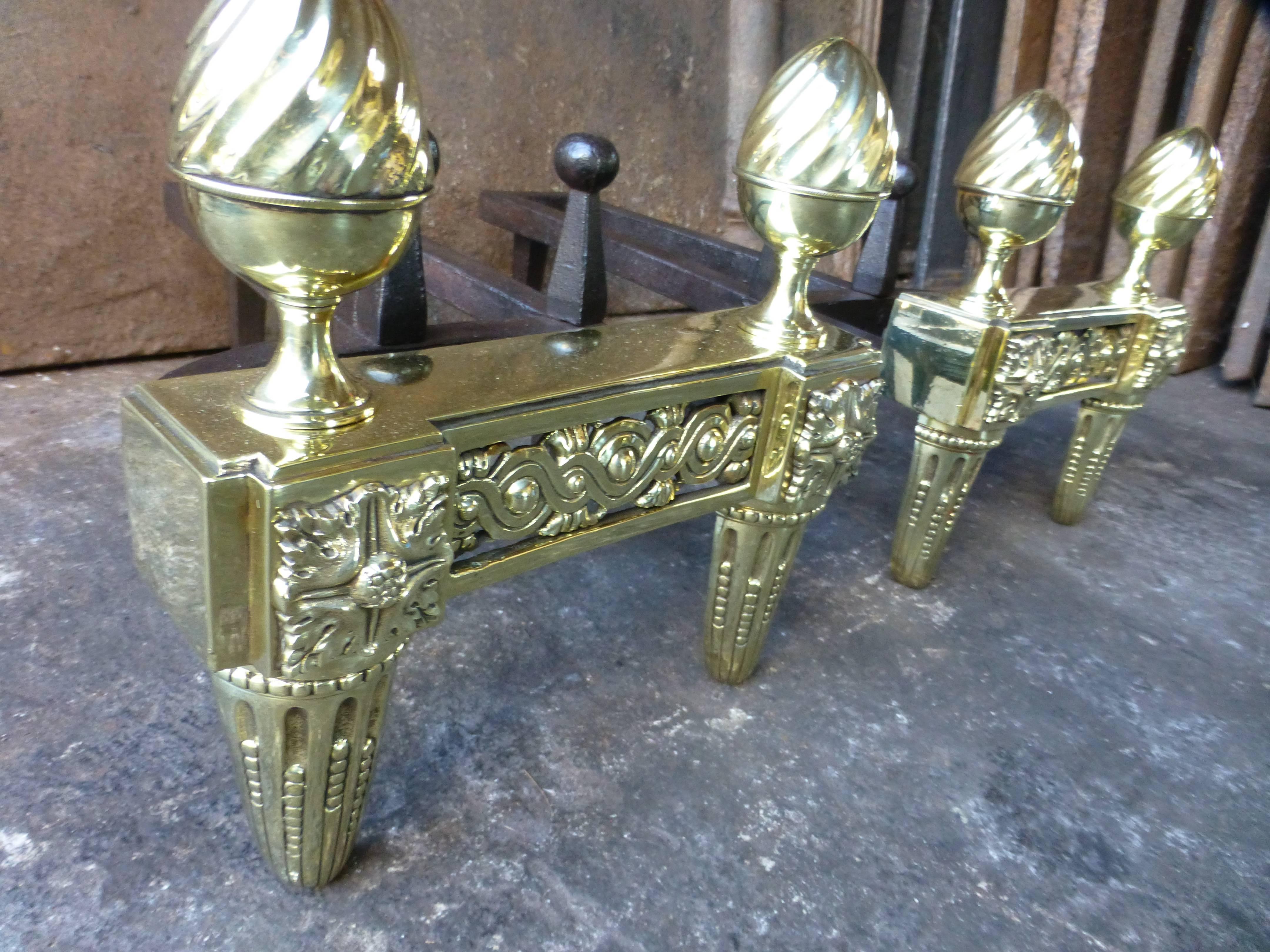 Polished 19th Century Neoclassical Firedogs, Andirons