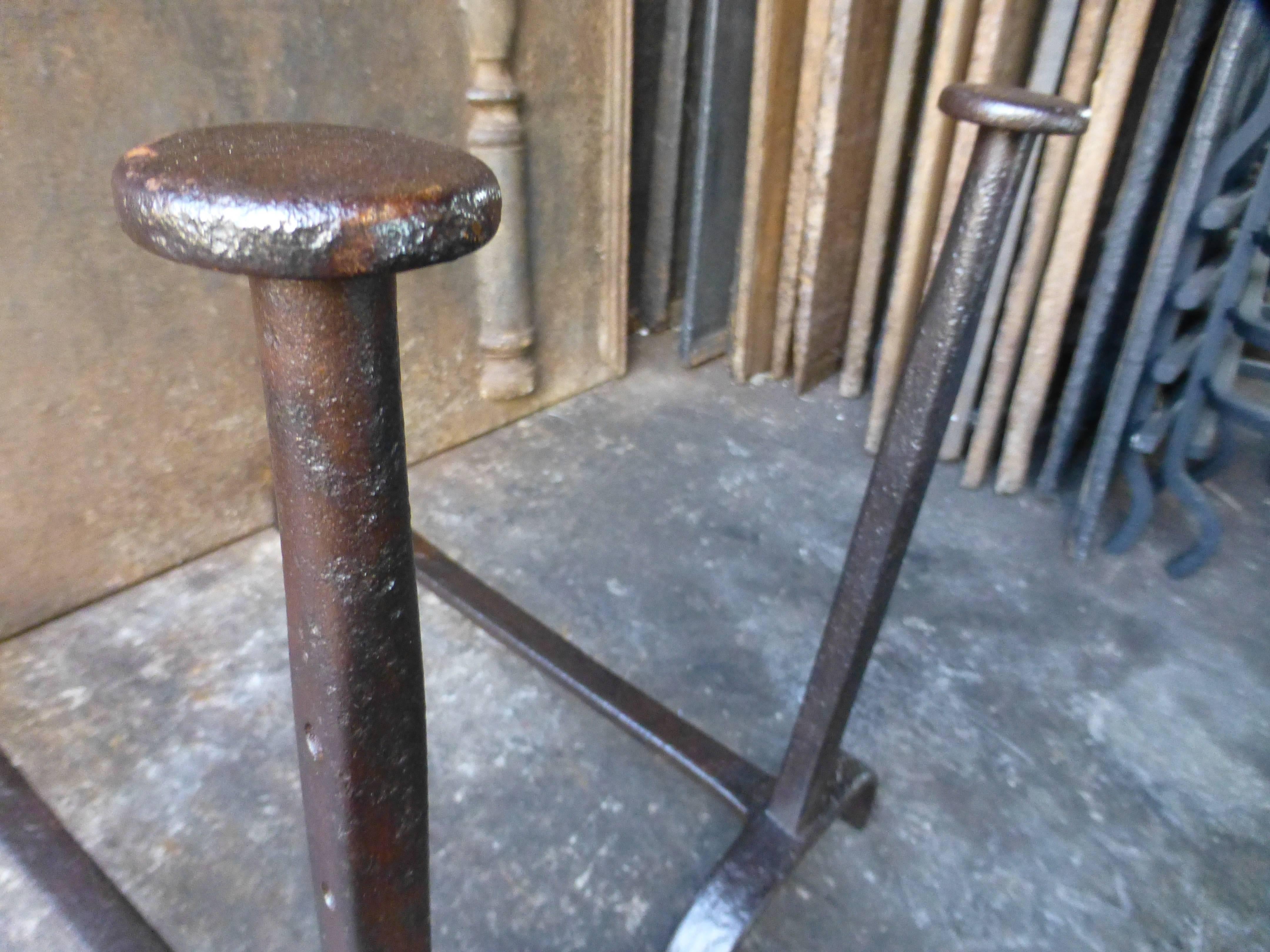19th Century Wrought Iron Firedogs, Andirons In Good Condition In Amerongen, NL