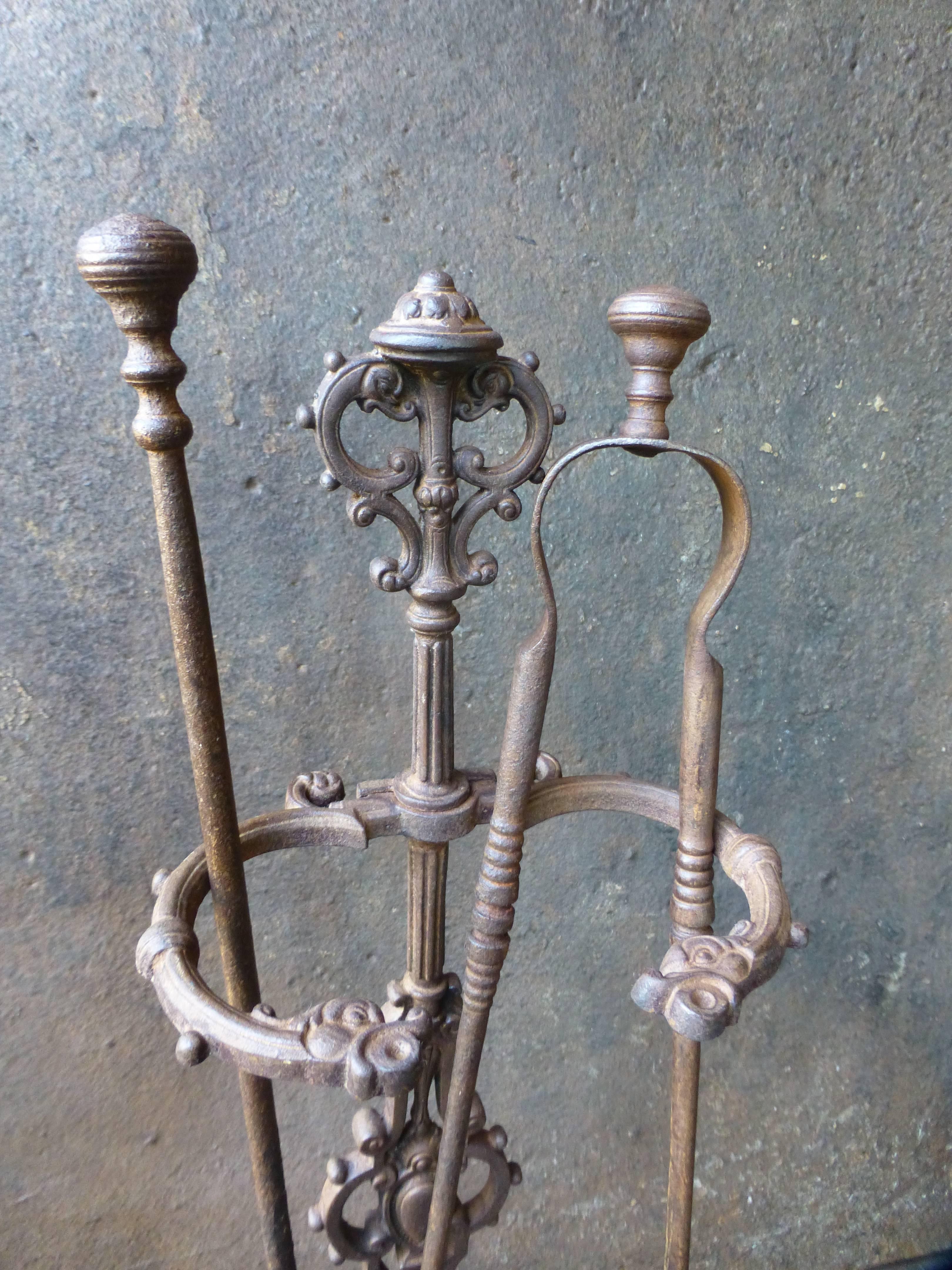 Cast 19th Century French Fireplace Tools, Fire Tools