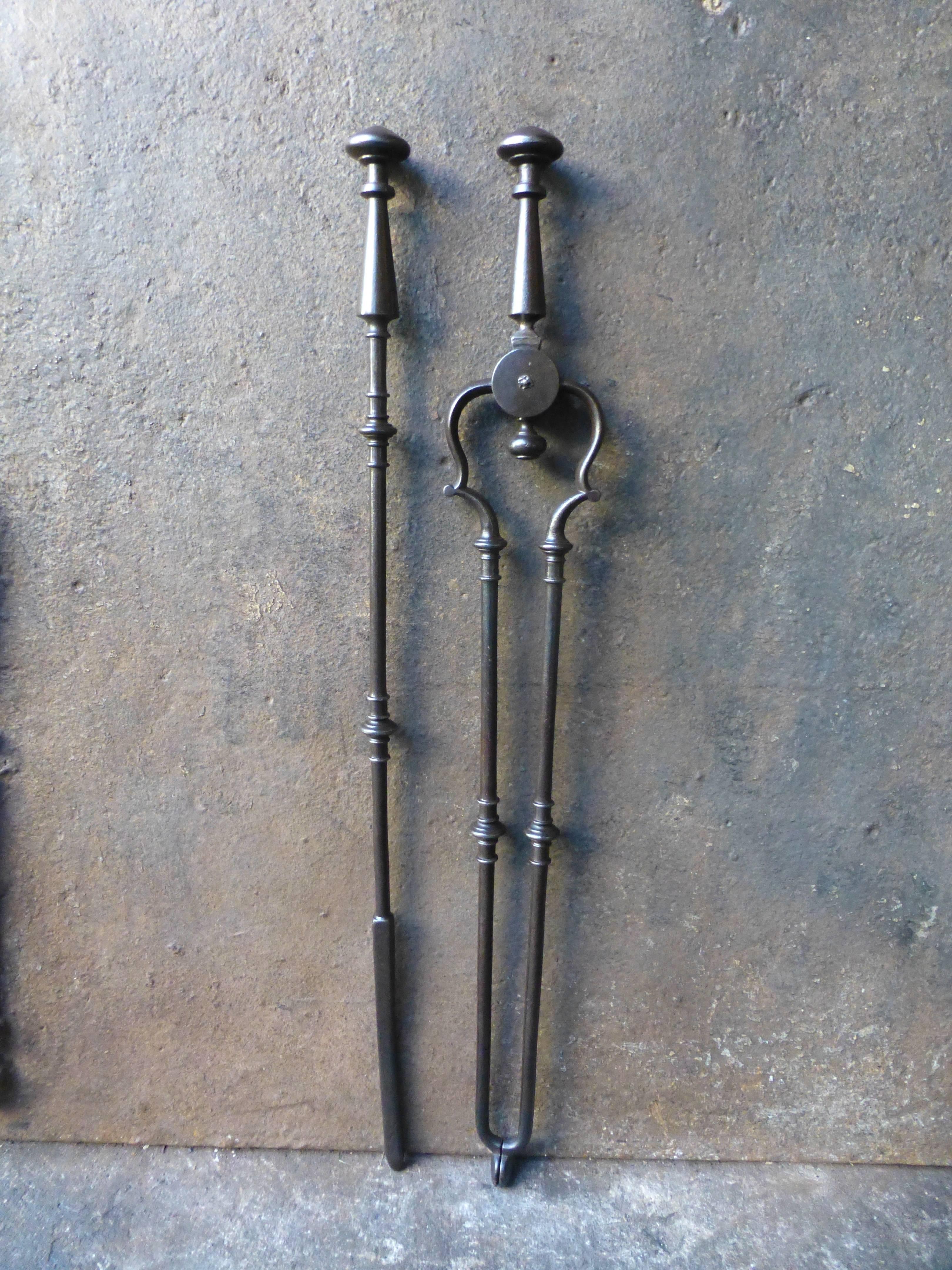 19th century English fire irons or fireside irons.