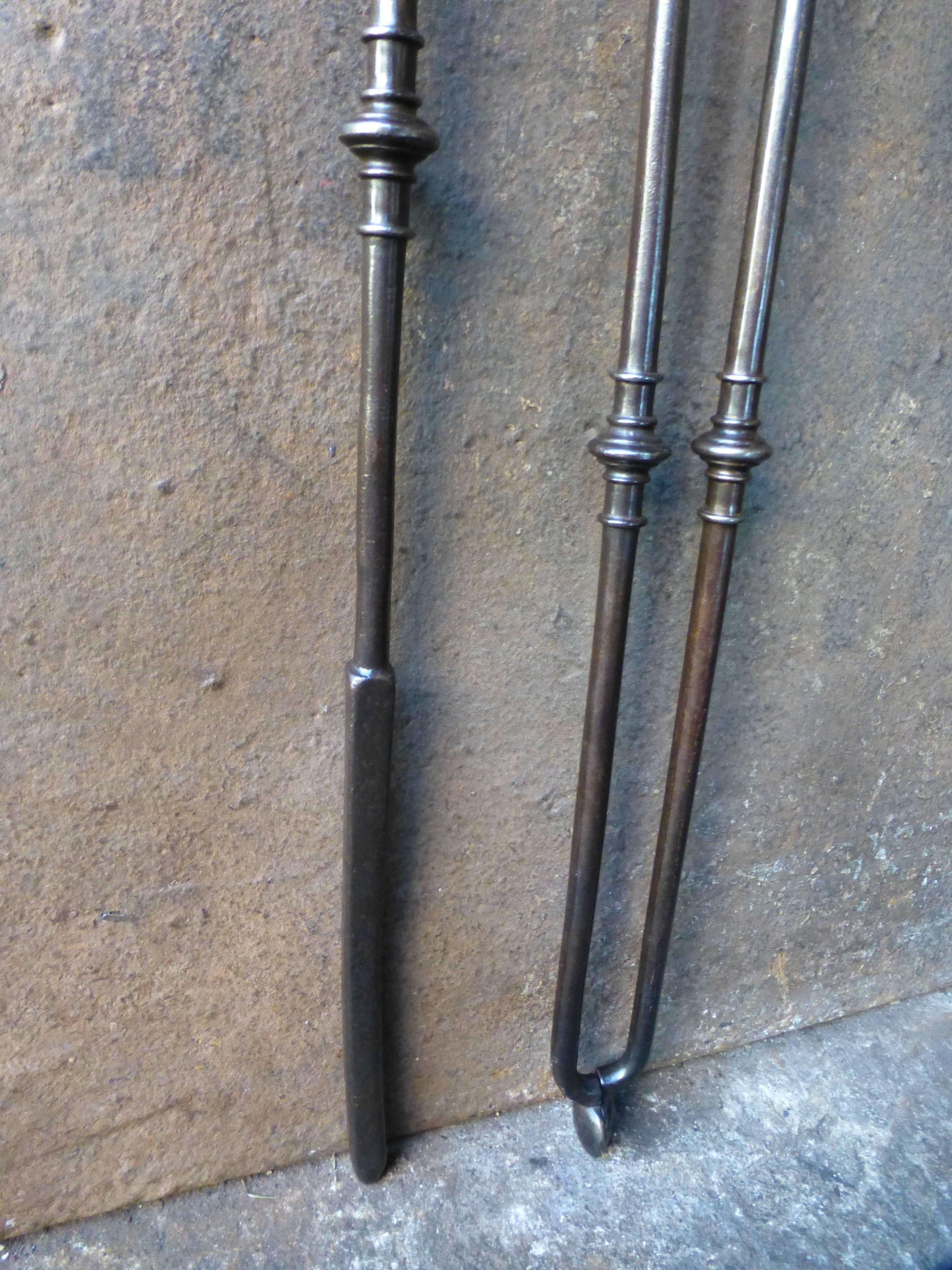 Polished 19th Century English Fireplace Tools or Fire Tools