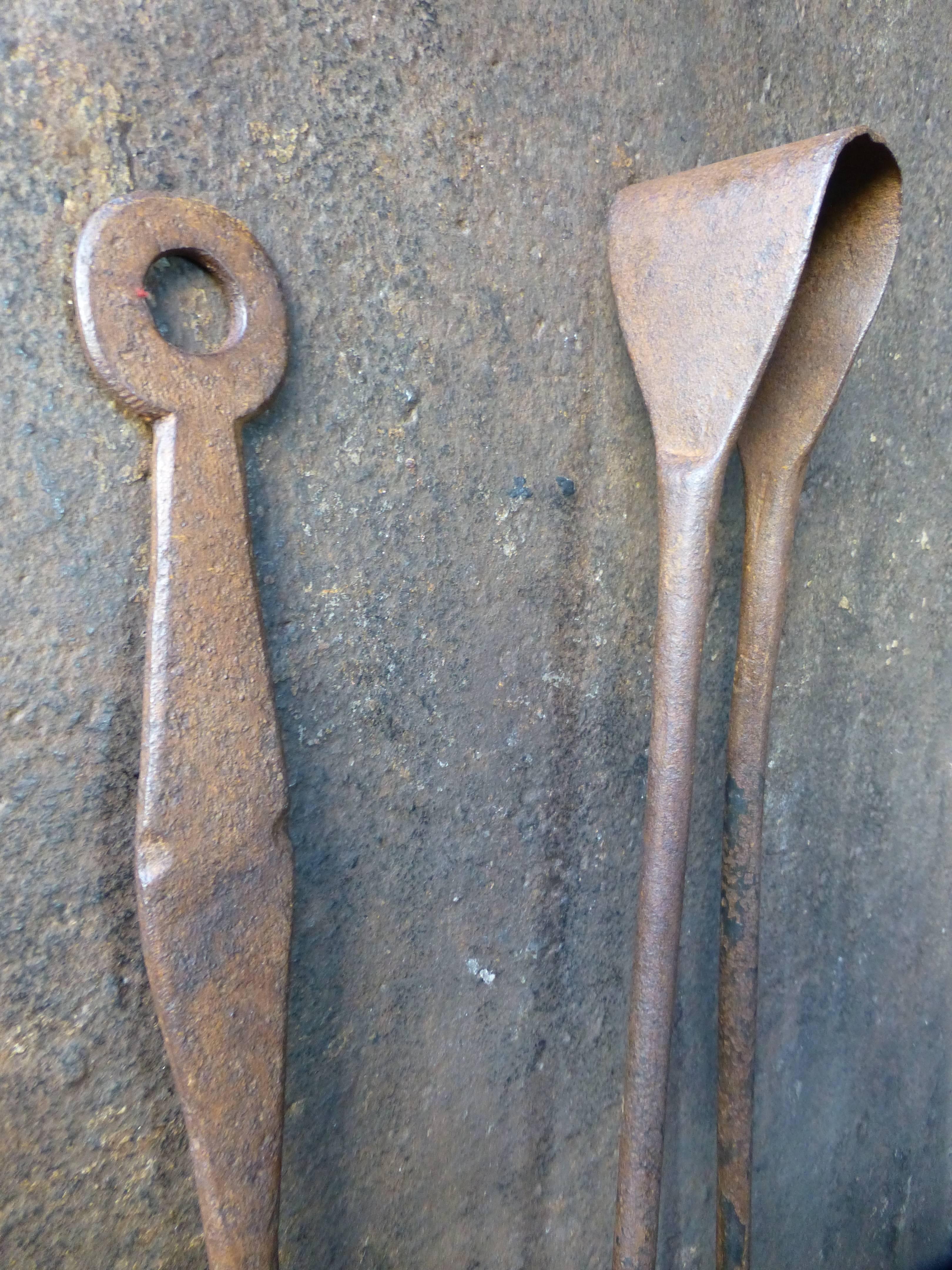 18th Century French Fireplace Tools, Fire Tools In Good Condition In Amerongen, NL