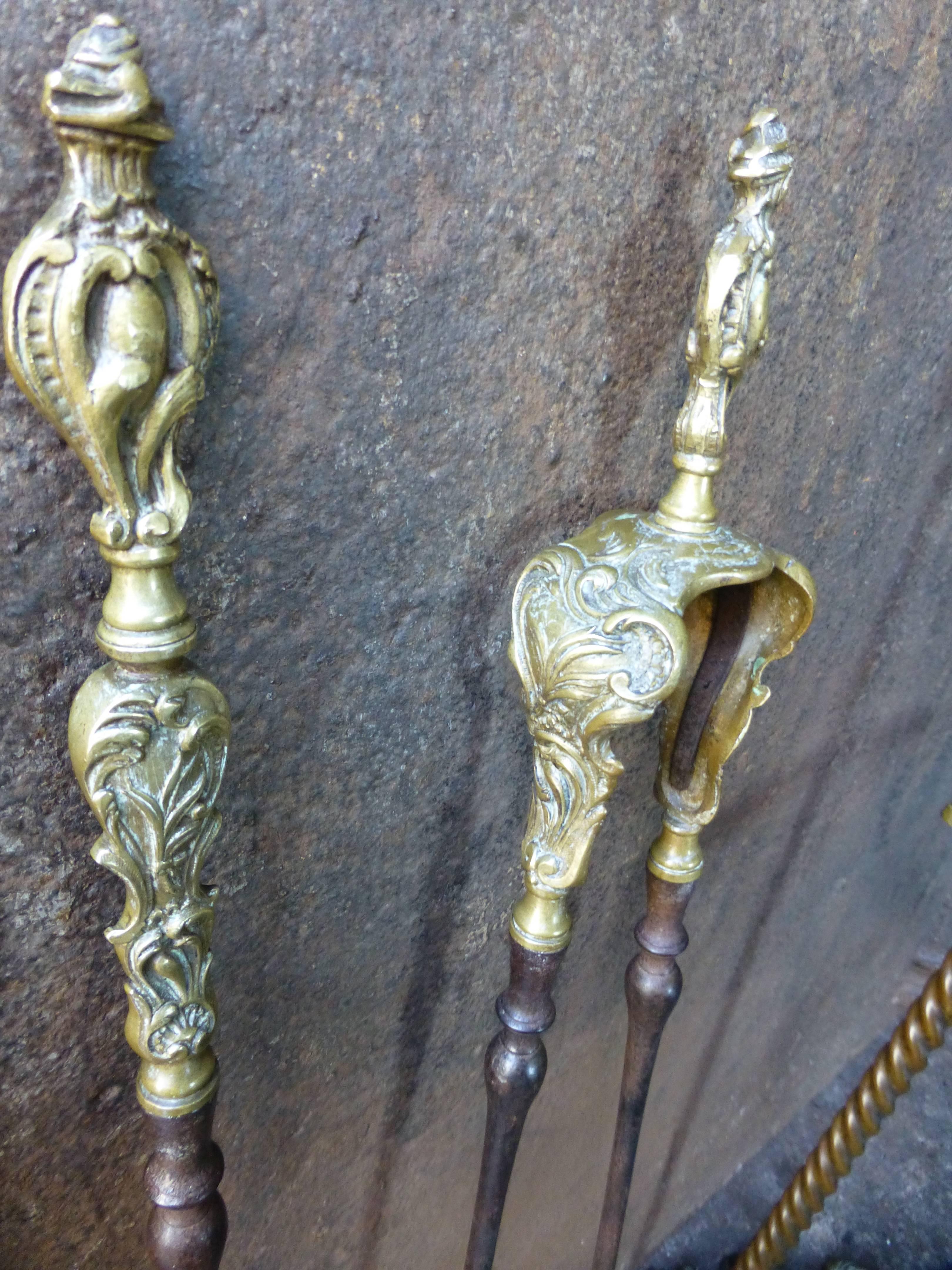 19th Century French Fireplace Tools, Fire Tools In Good Condition In Amerongen, NL