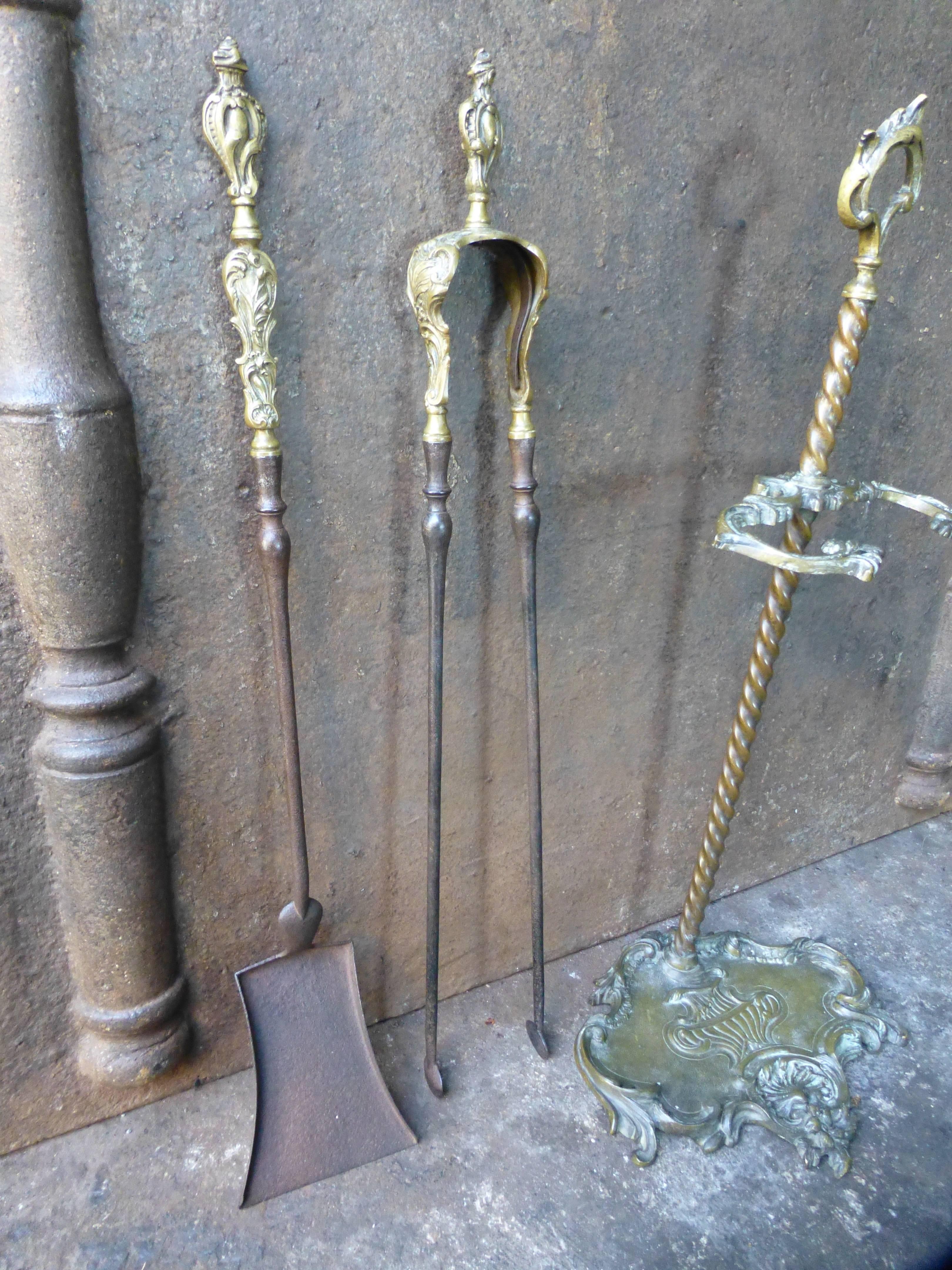 Brass 19th Century French Fireplace Tools, Fire Tools