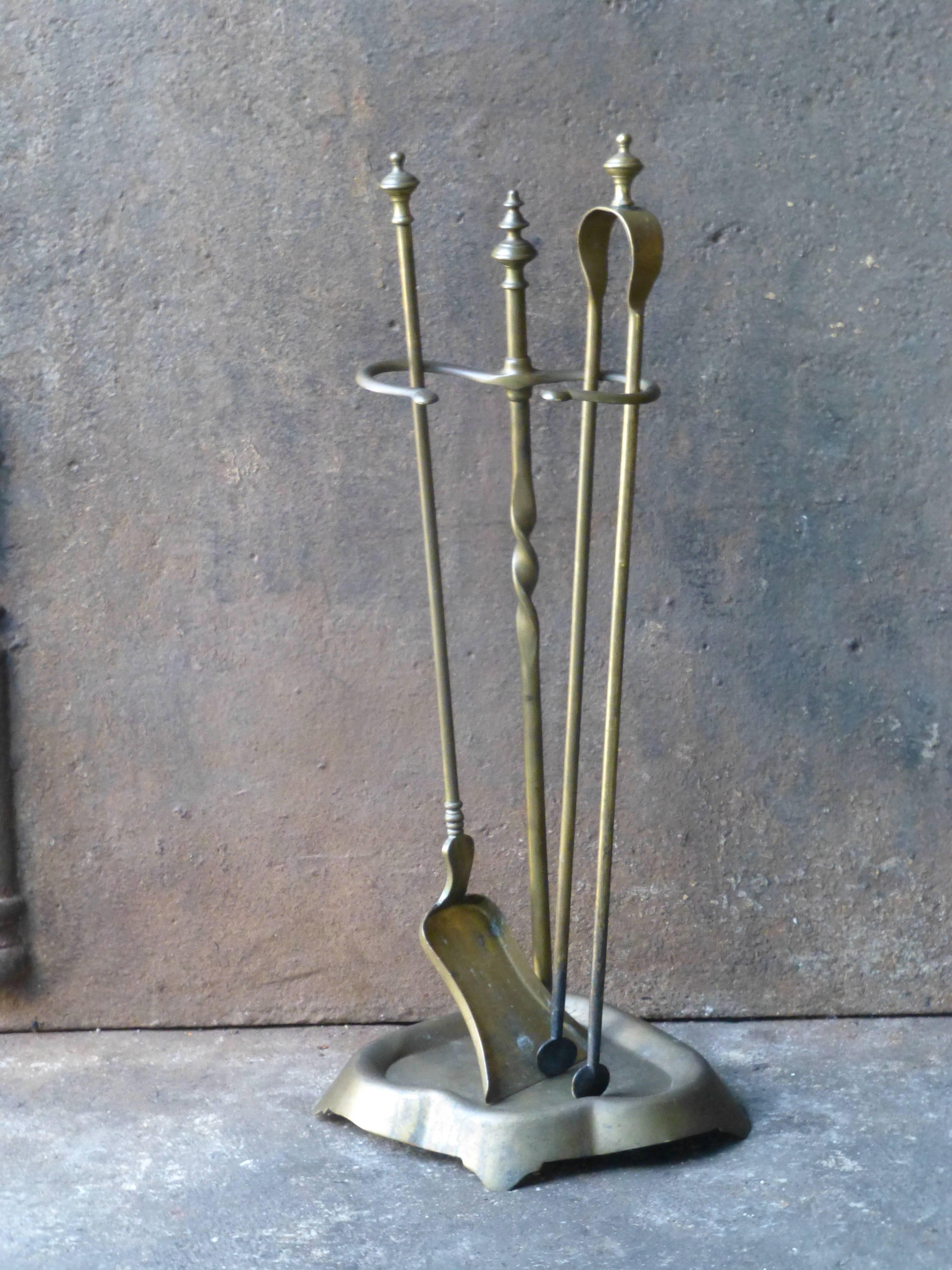 19th century French fireplace irons, fire tools.