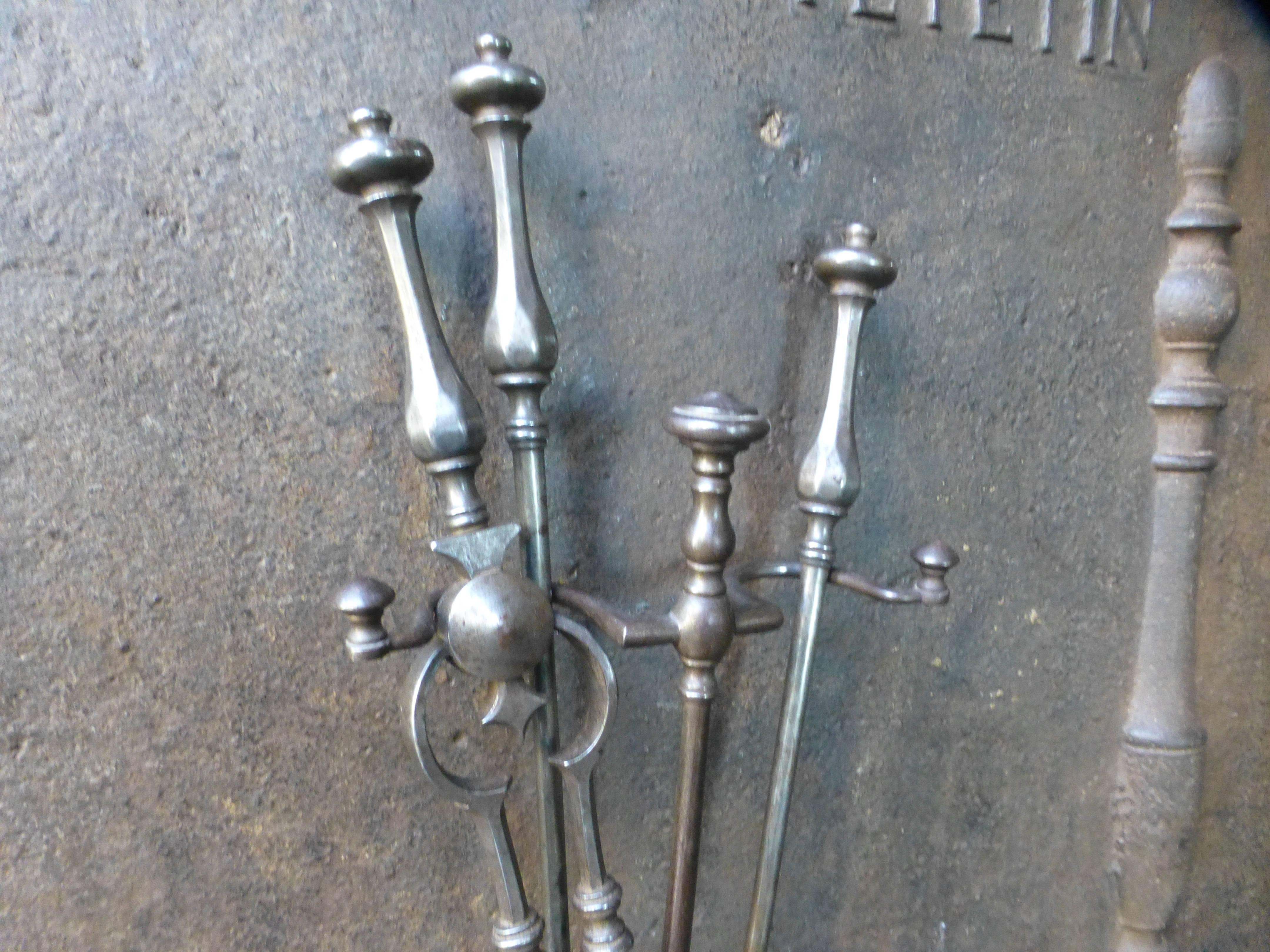 19th Century English Fireplace Tools, Fire Tools In Good Condition In Amerongen, NL