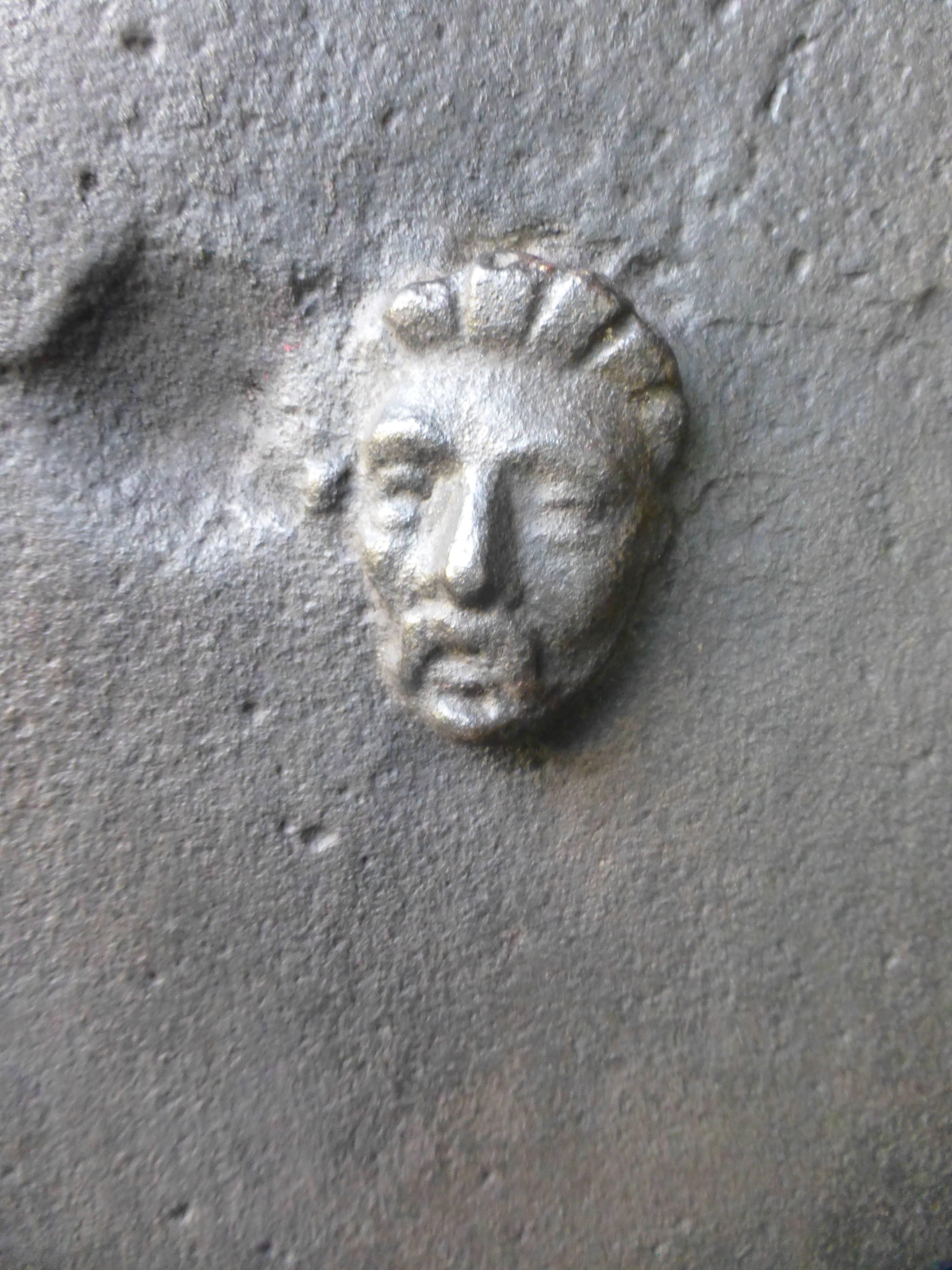 Cast Early Faces Fireback, 16th Century 