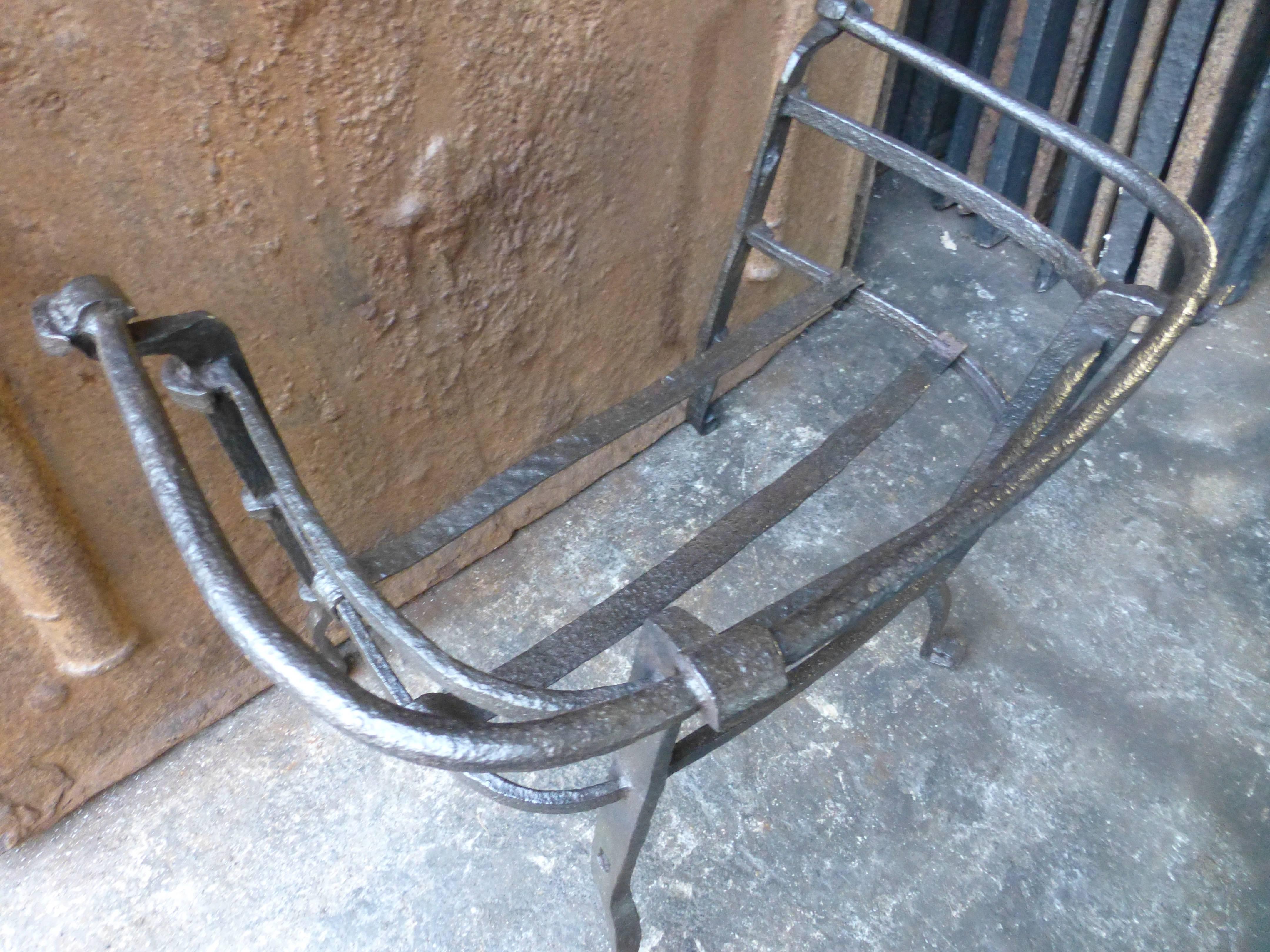 Wrought Iron 17th Century English Fire Grate, Fireplace Grate For Sale
