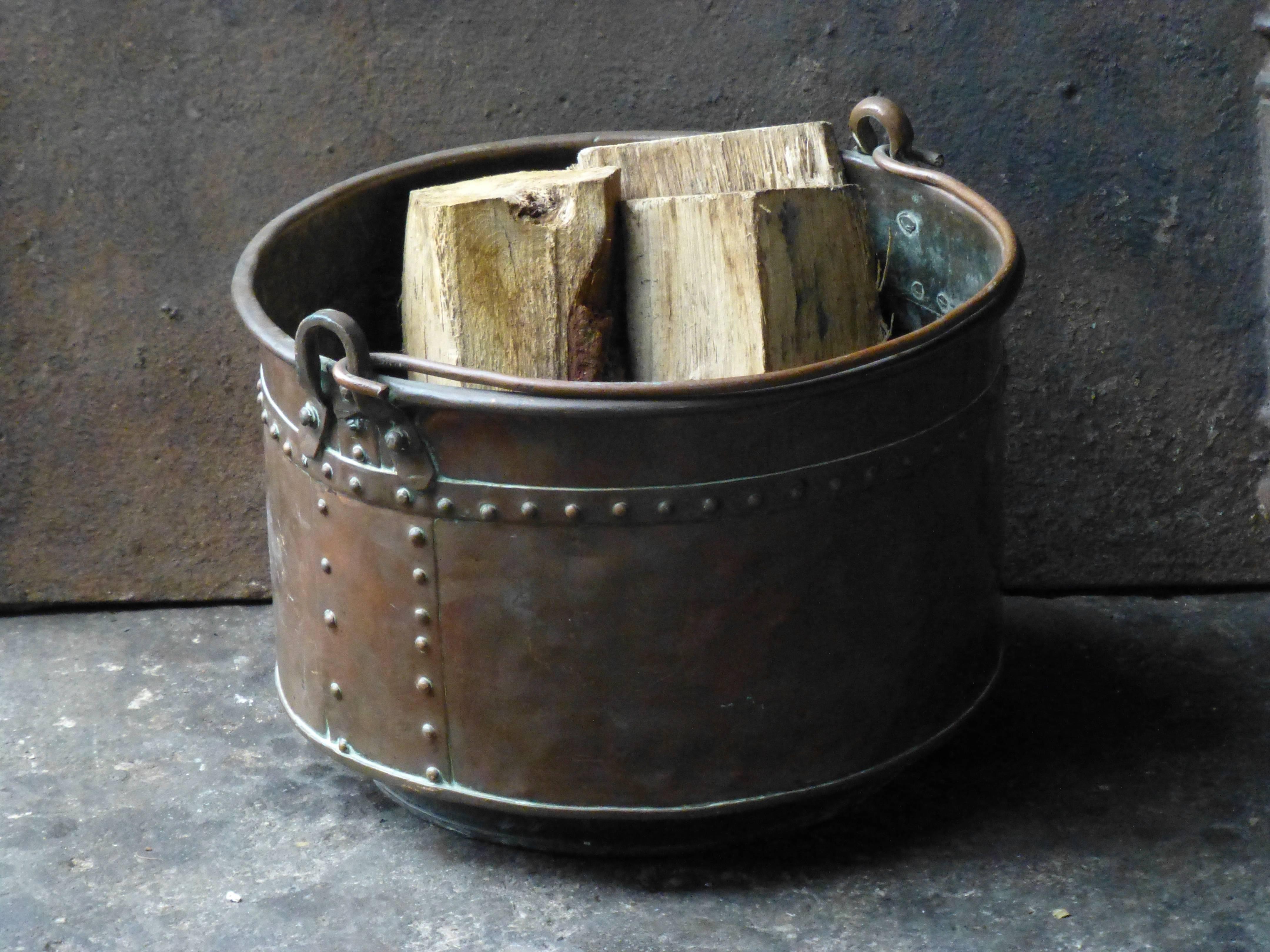 18th-19th century Dutch log basket made of copper.