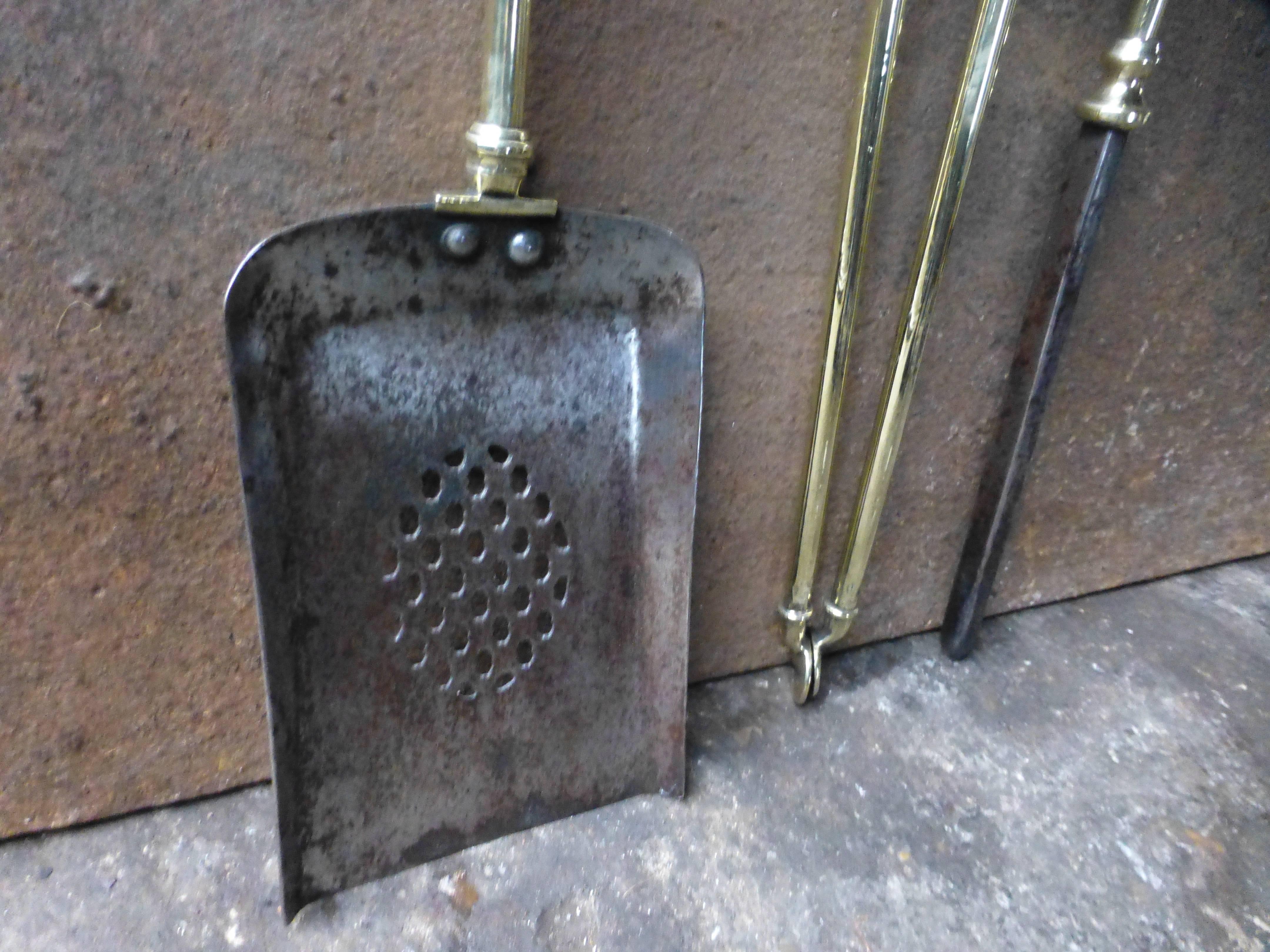 English Polished Brass Fireplace Tools or Fire Tools 2