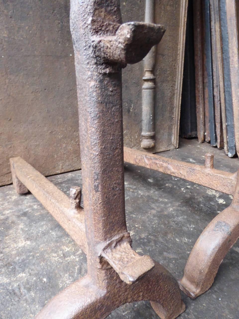 17th Century Gothic Cup Dogs, Andirons In Good Condition For Sale In Soest, NL