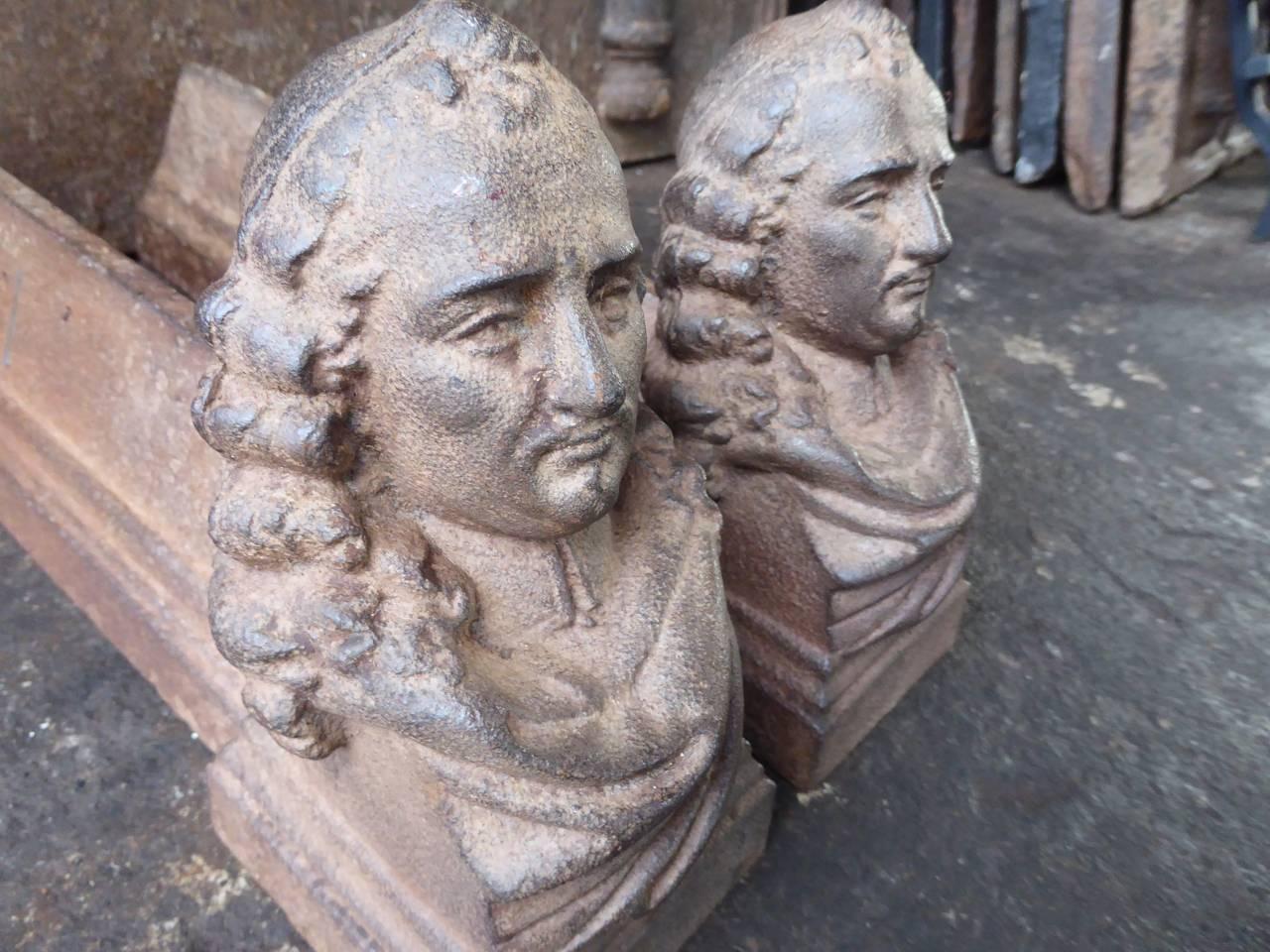 Iron 19th Century Man Firedogs, Andirons For Sale