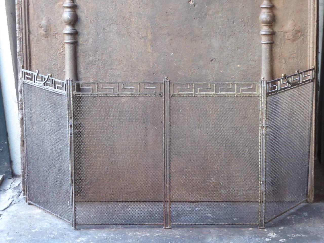 French four-fold Art Deco fire screen, fire screen.