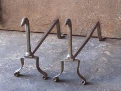 French Art Nouveau Firedogs or Andirons