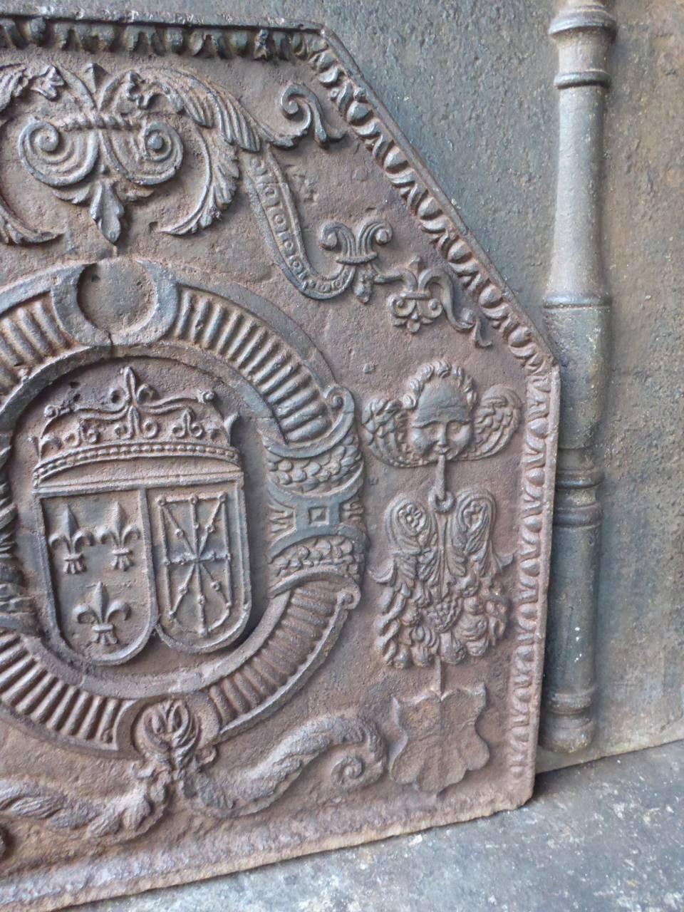 French 17th Century 'Arms of France and Navarre' Fireback