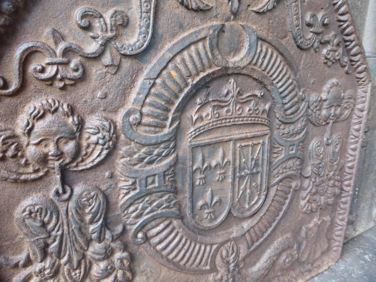 Iron 17th Century 'Arms of France and Navarre' Fireback