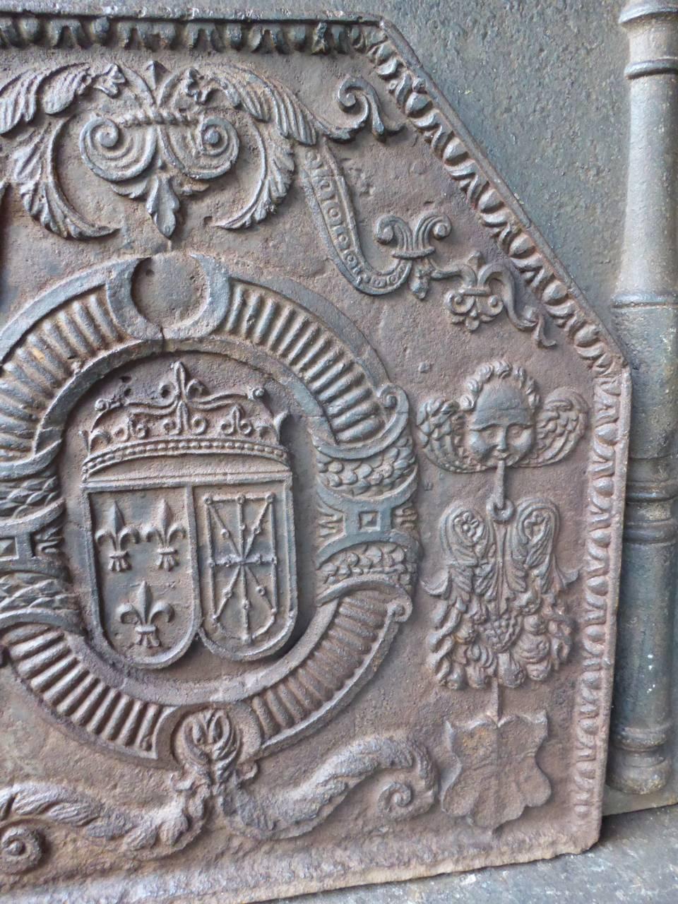 Cast 17th Century 'Arms of France and Navarre' Fireback