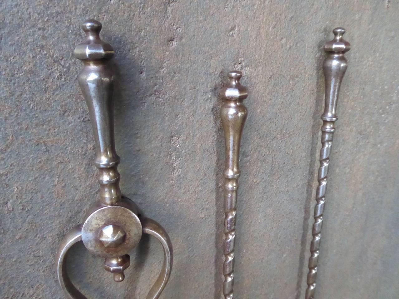 Polished 19th Century English Fireplace Tools, Fire Tools