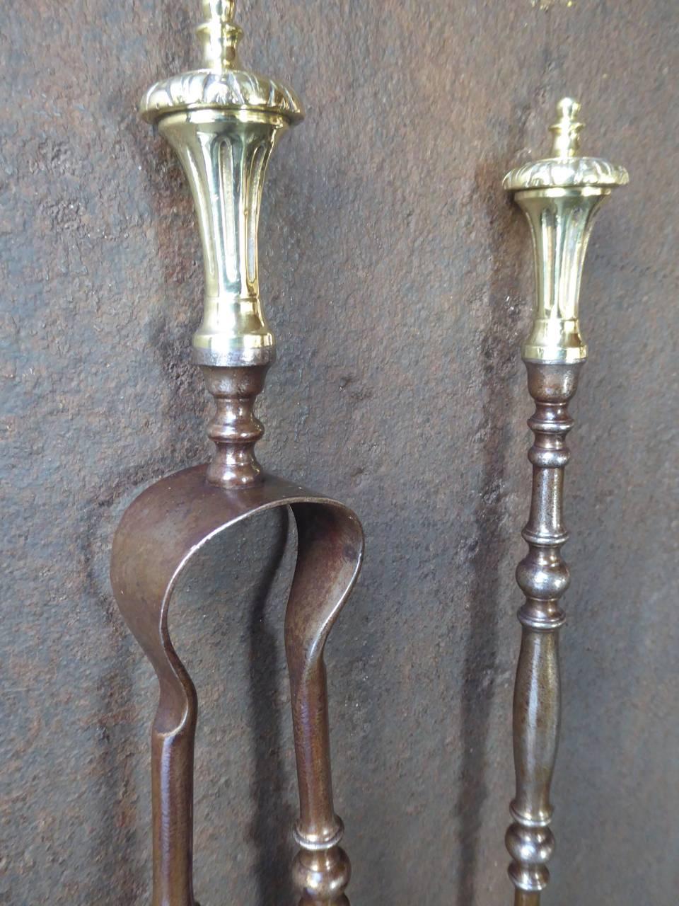 Polished 19th Century French Fire Tools, Fireplace Tool Set