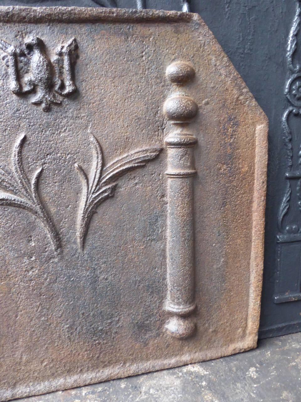 Louis XV 18th Century French 'Pillars with Decoration' Fireback