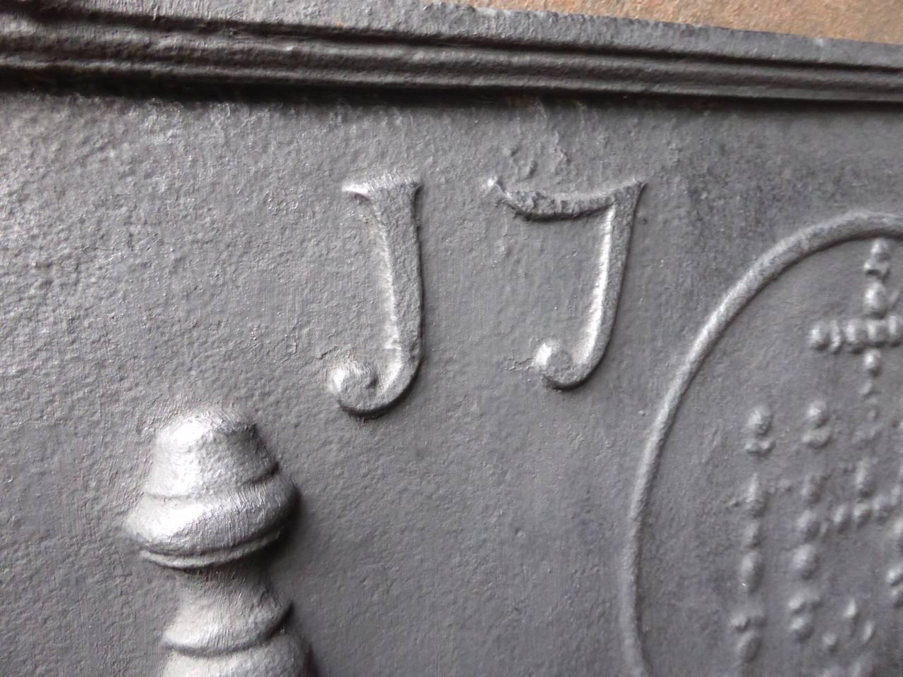 18th Century and Earlier 18th Century, French, 'Pillars with IHS Monogram' Fireback