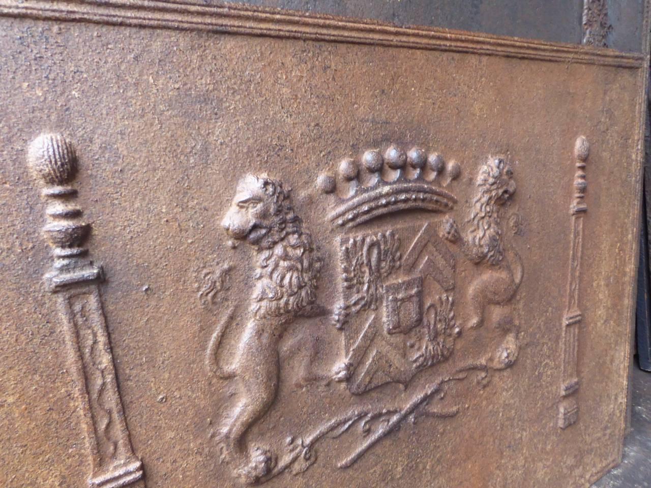 Neoclassical 19th Century, 'Coat of Arms' Fireback