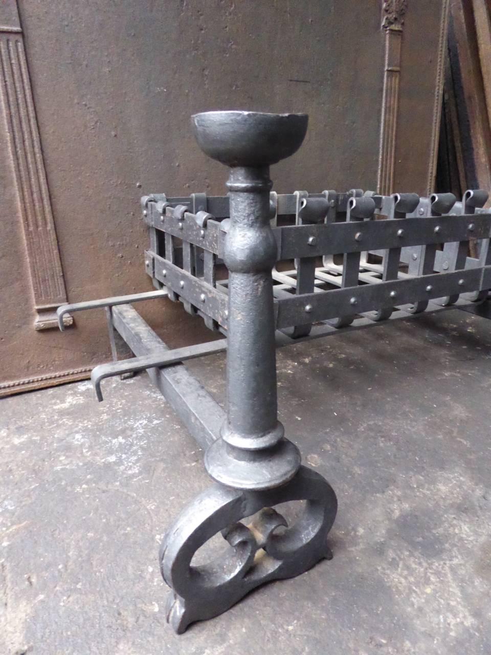Gothic Revival 19th Century English Fire Grate or Fire Basket